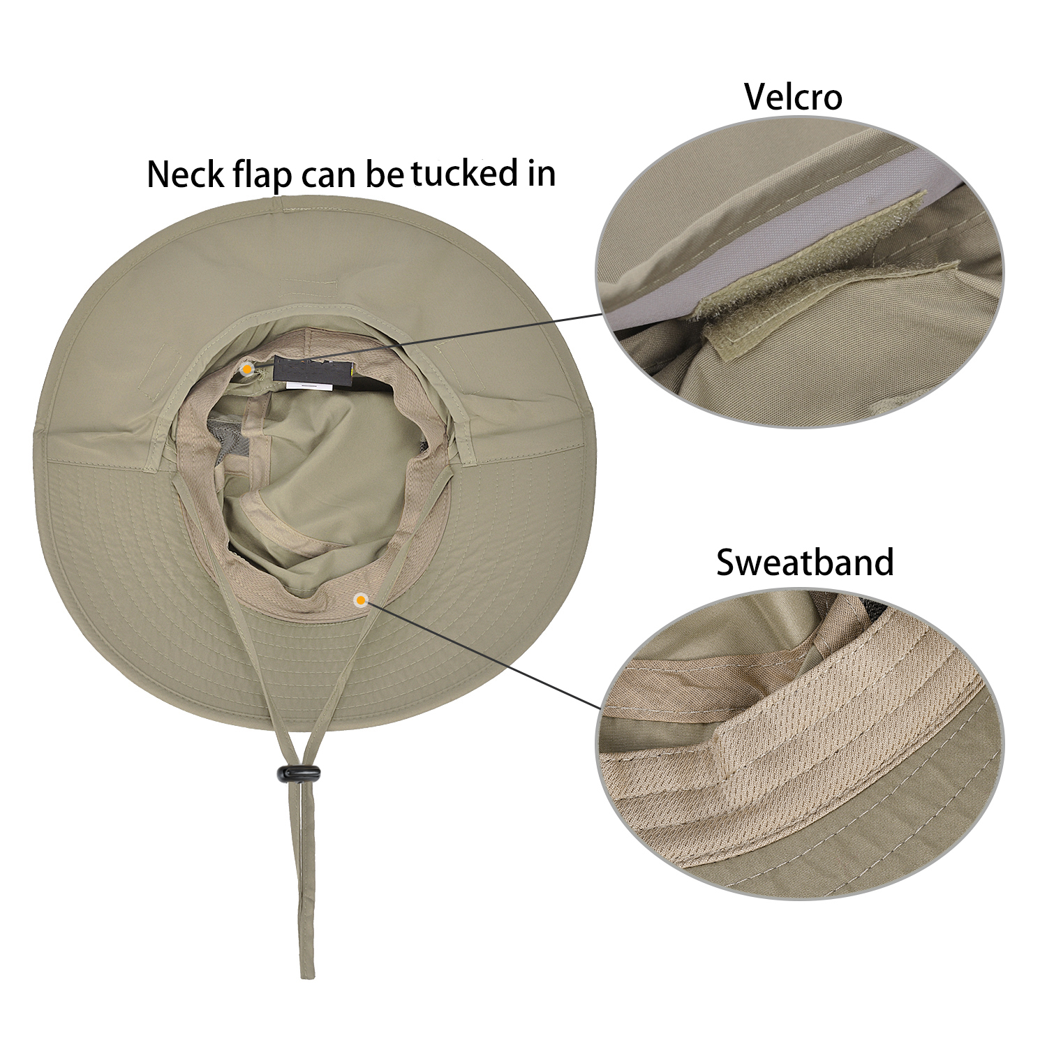 Mens Wide Brim Sun Hat with Neck Flap Fishing Safari Cap for Outdoor Hiking - Picture 32 of 42