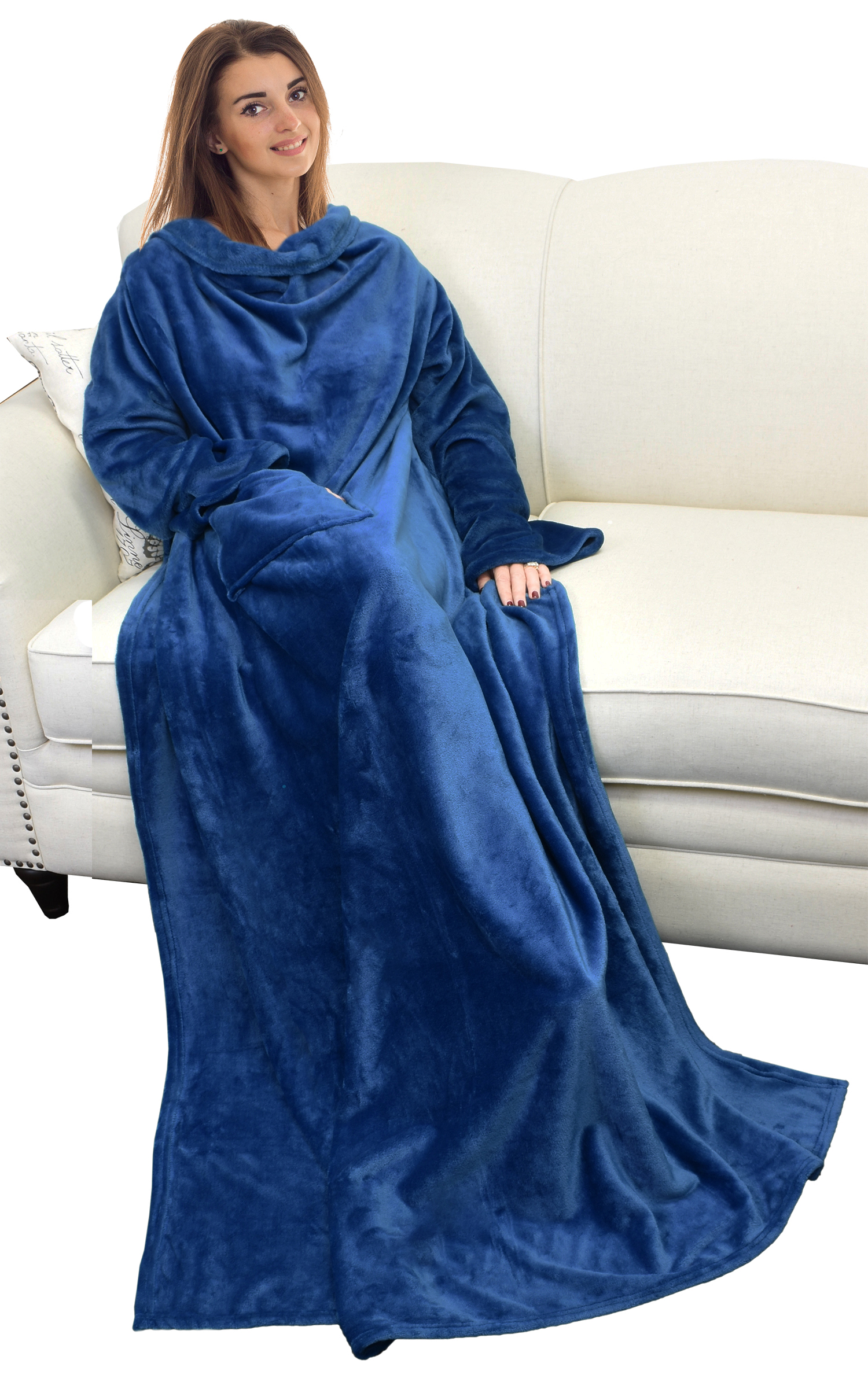 Catalonia Wearable Blanket w/Sleeves Pocket Super Cozy Soft Fleece Throw Blanket - Picture 97 of 201