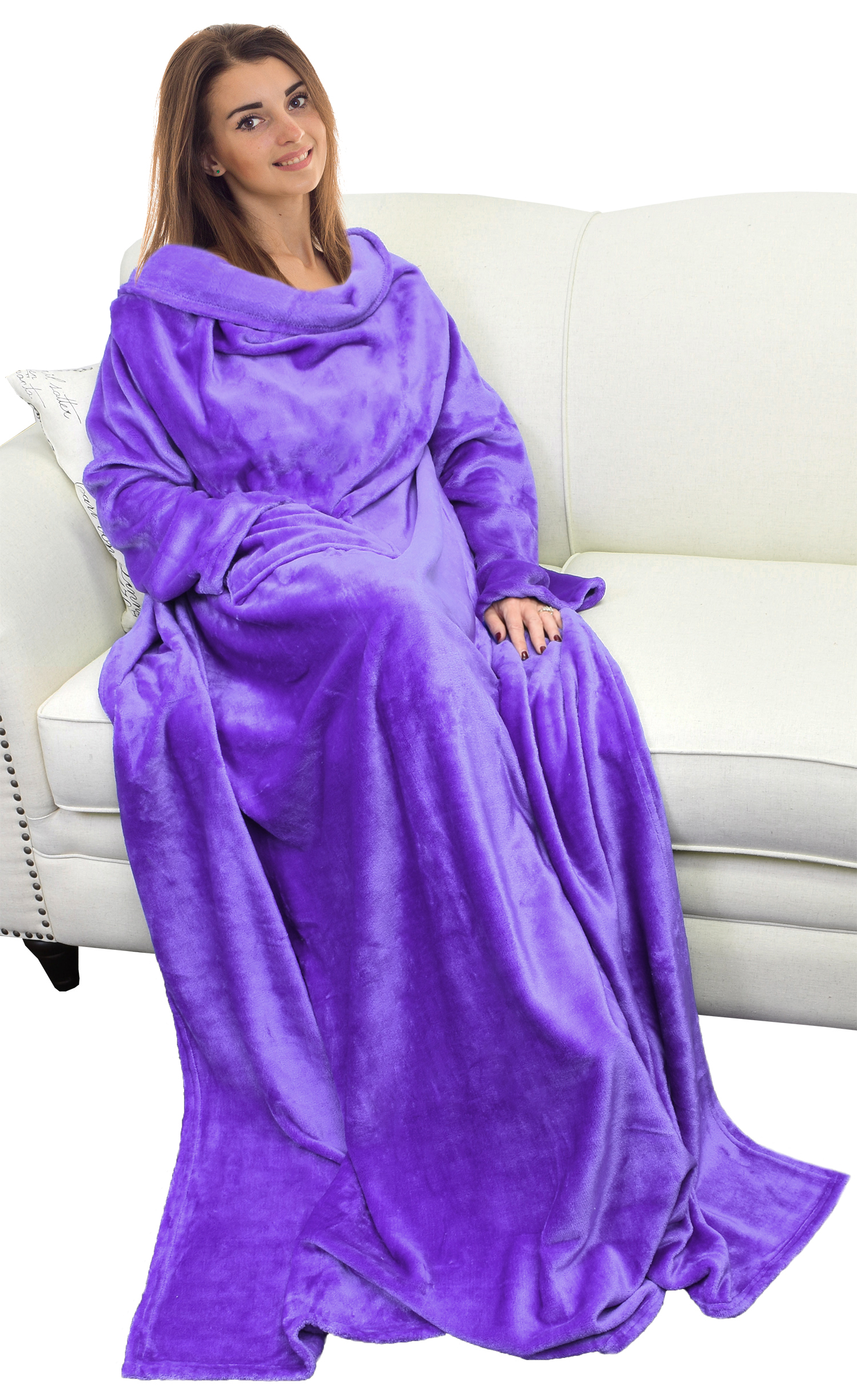 Catalonia Wearable Blanket w/Sleeves Pocket Super Cozy Soft Fleece Throw Blanket - Picture 125 of 201