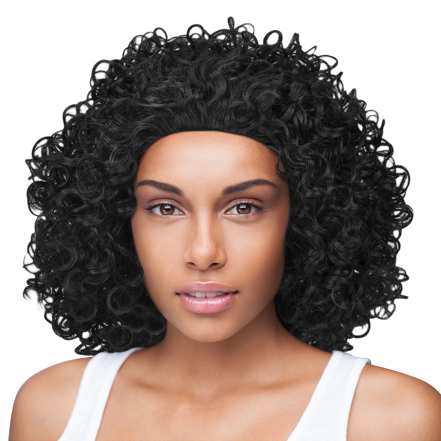 Curly Afro Wig with Bangs Short Kinky Curly Wigs for Black Women Black Hair New - Picture 20 of 44