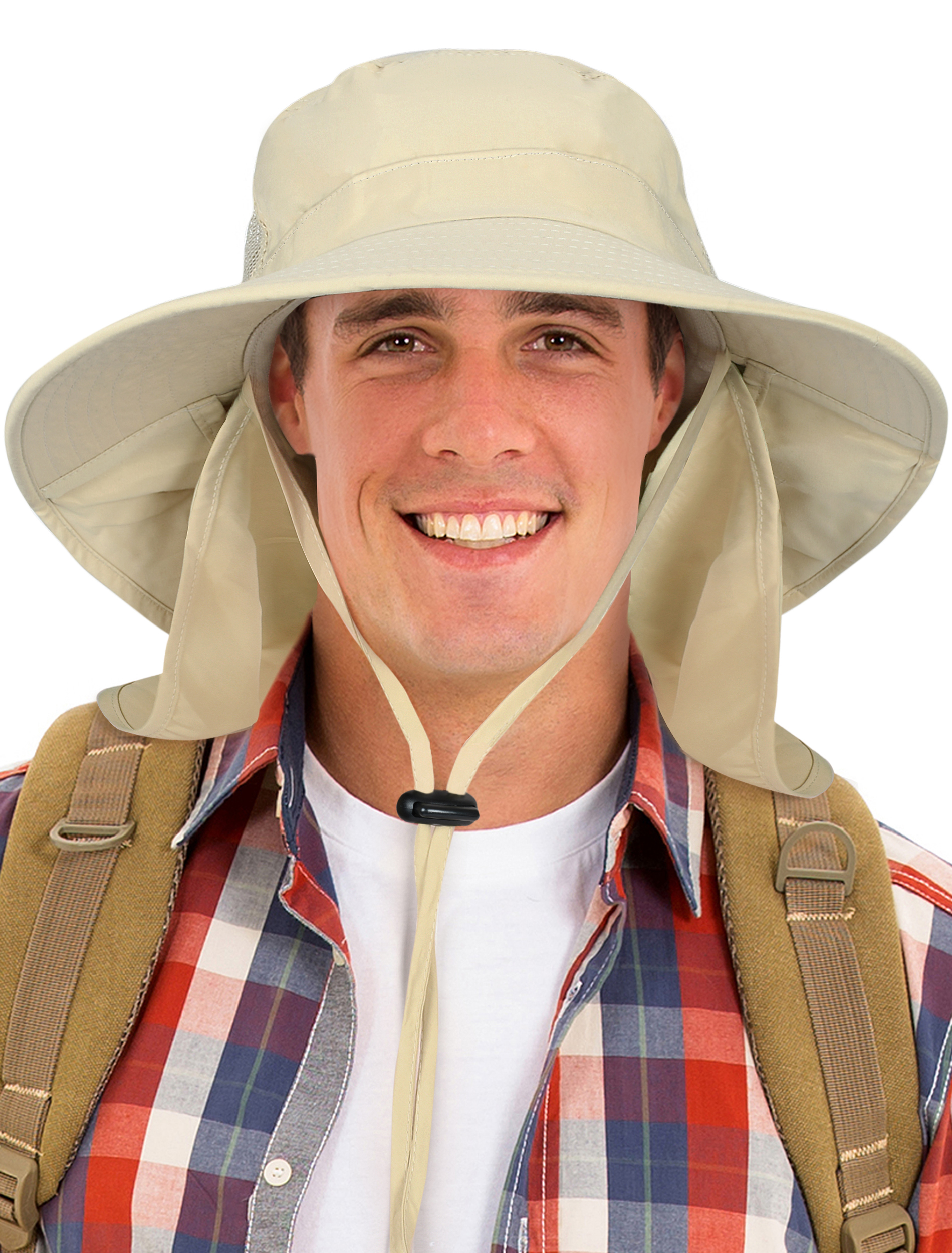 Mens Wide Brim Sun Hat with Neck Flap Fishing Safari Cap for Outdoor Hiking - Picture 42 of 42