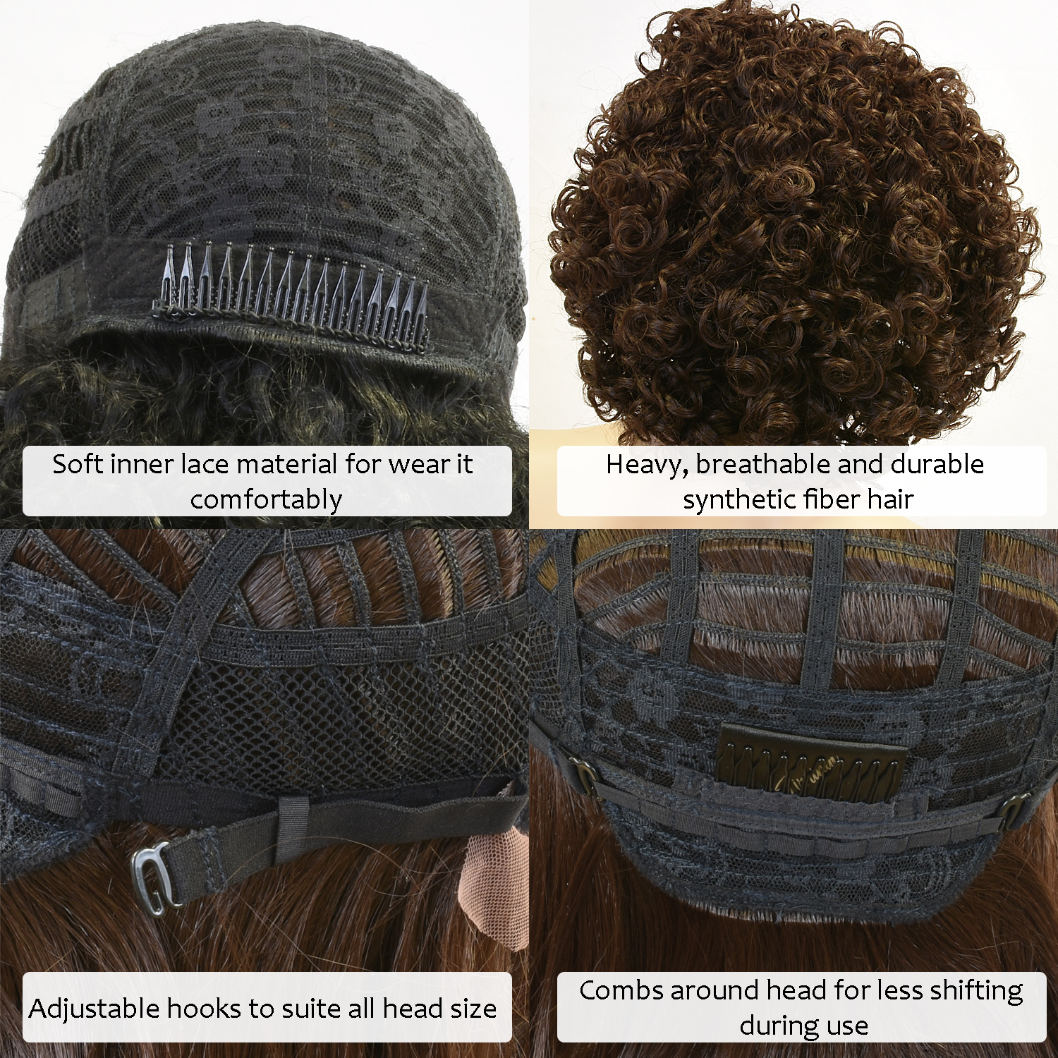 Curly Afro Wig with Bangs Short Kinky Curly Wigs for Black Women Black Hair New - Picture 18 of 44
