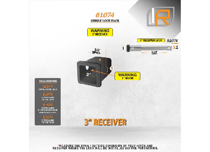 InfiniteRule Bulletproof 2", 2.5", & 3" Drop Hitch Locks For Adj Ball Mount Only