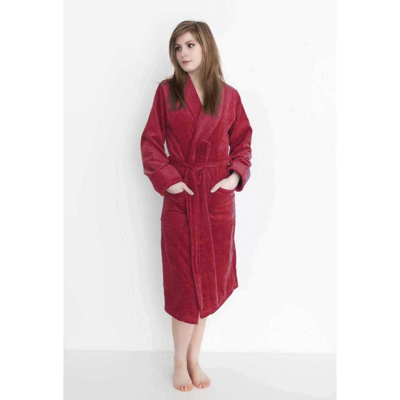 HNL Bademantel Morgenmantel Velours Carré Einfarbig 100% Baumwolle S M L XL XXL - Bild 10 von 13
