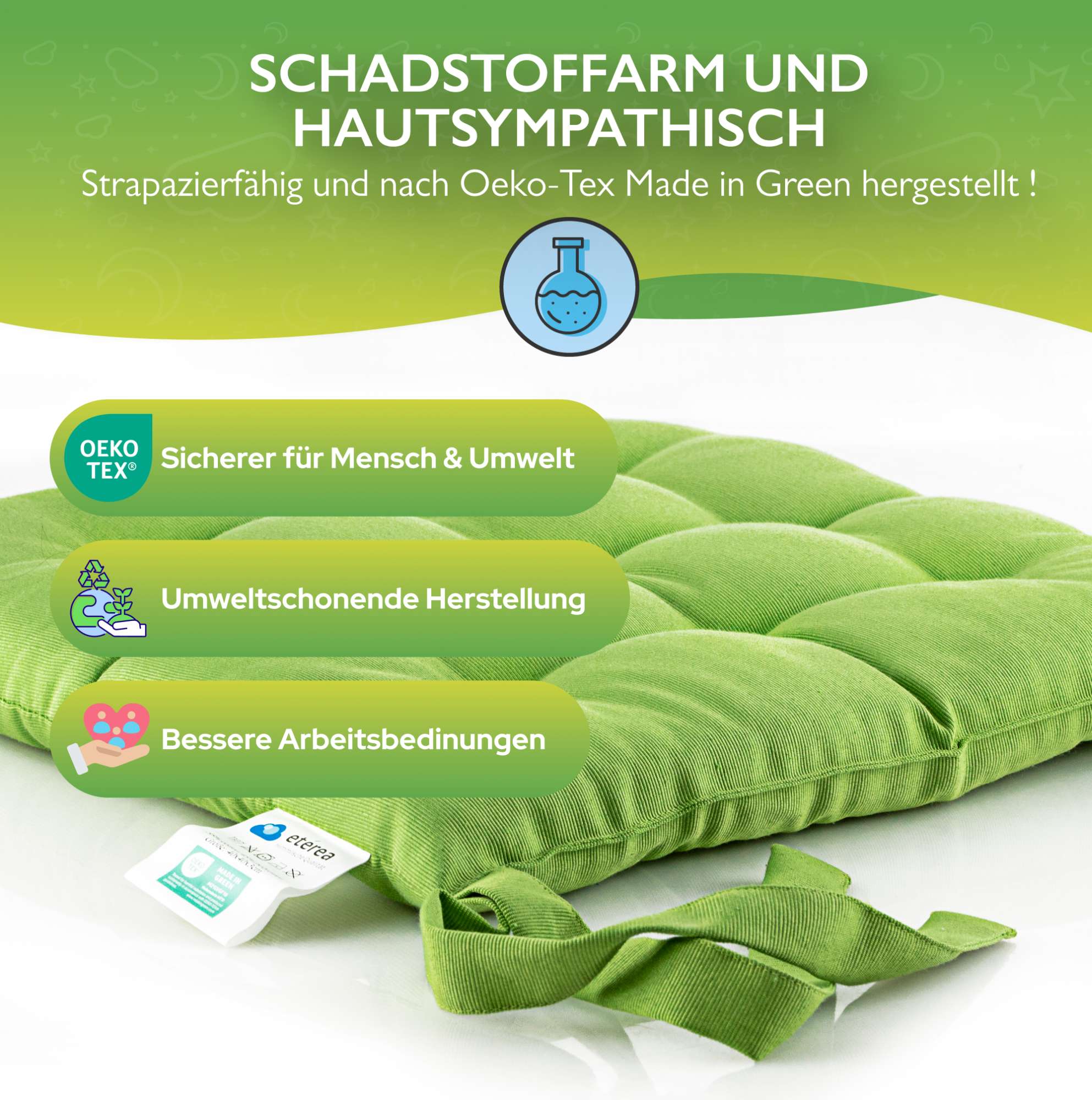 6er Set Sitzkissen Stuhlkissen Sitz & Stuhl Auflage Kissen mit Bändern 40x40 cm - Bild 10 von 49