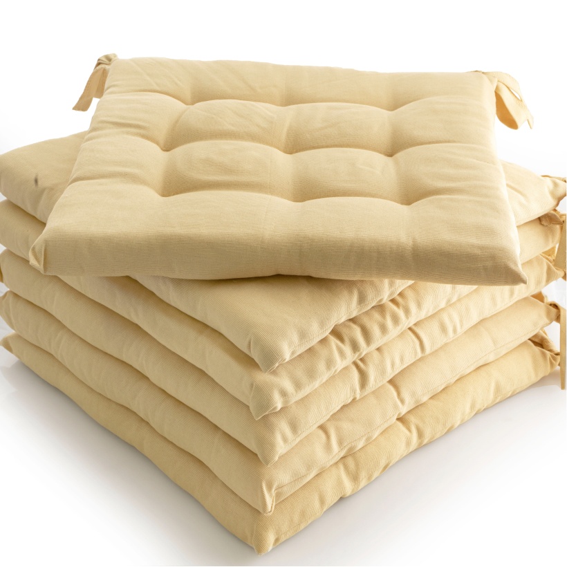 6er Set Sitzkissen Stuhlkissen Sitz & Stuhl Auflage Kissen mit Bändern 40x40 cm - Bild 14 von 49