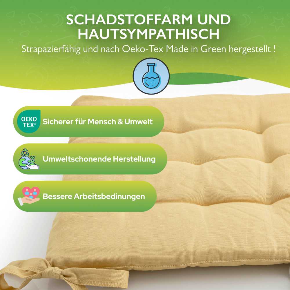 6er Set Sitzkissen Stuhlkissen Sitz & Stuhl Auflage Kissen mit Bändern 40x40 cm - Bild 16 von 49