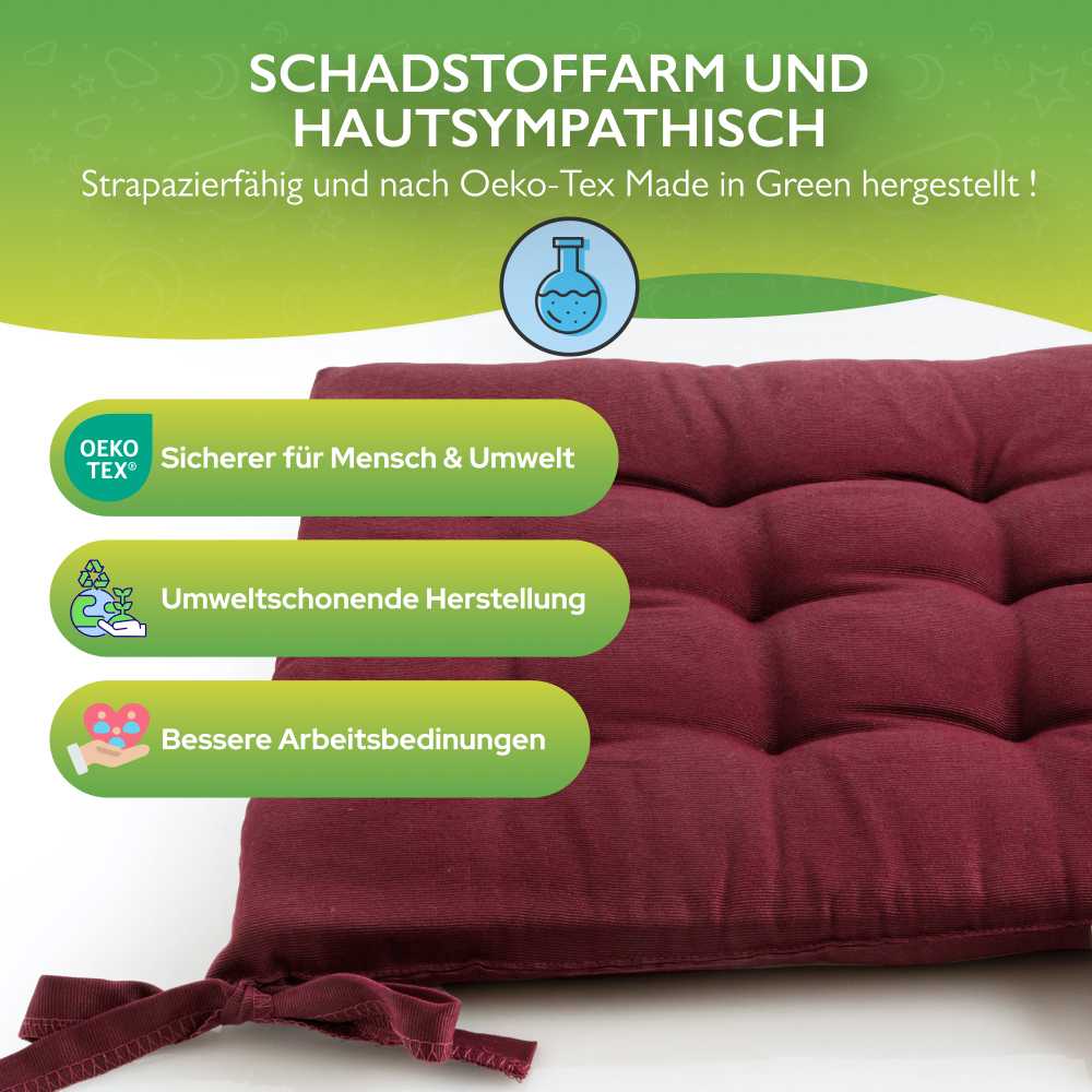 6er Set Sitzkissen Stuhlkissen Sitz & Stuhl Auflage Kissen mit Bändern 40x40 cm - Bild 22 von 49