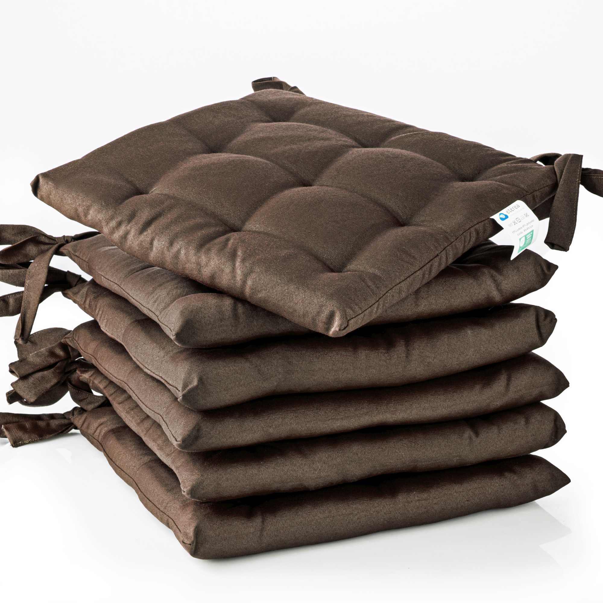 6er Set Sitzkissen Stuhlkissen Sitz & Stuhl Auflage Kissen mit Bändern 40x40 cm - Bild 26 von 49