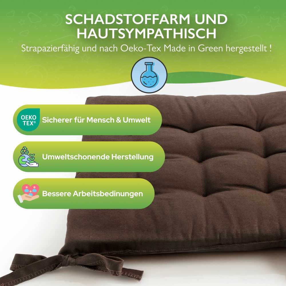 6er Set Sitzkissen Stuhlkissen Sitz & Stuhl Auflage Kissen mit Bändern 40x40 cm - Bild 28 von 49