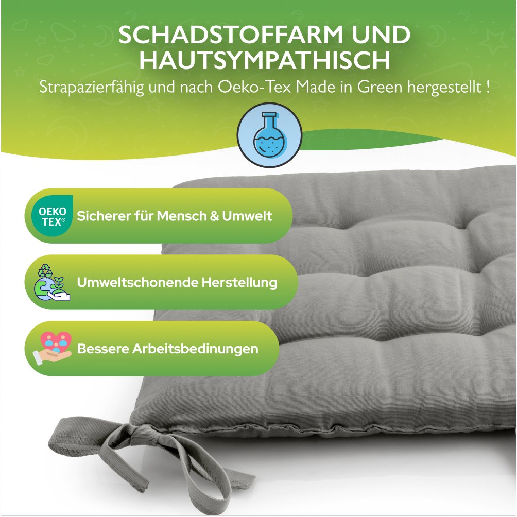 6er Set Sitzkissen Stuhlkissen Sitz & Stuhl Auflage Kissen mit Bändern 40x40 cm - Bild 40 von 49