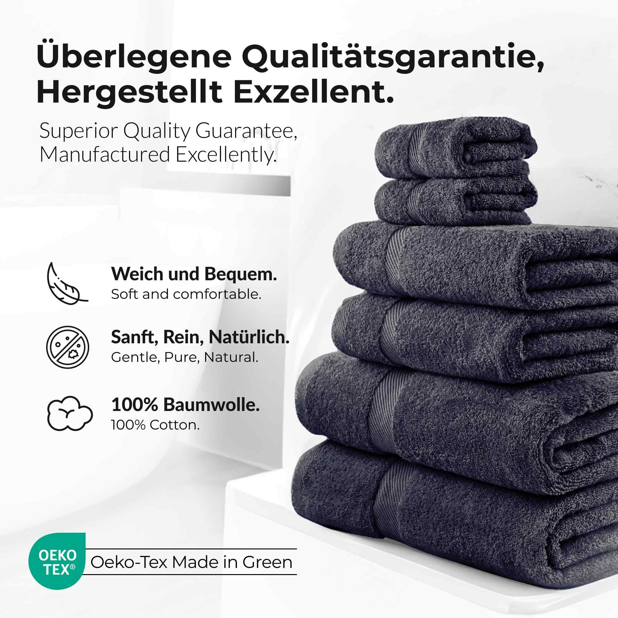 Handtücher Duschtücher Set - etérea Carli 6er Set 100% Baumwolle - Soft & Weich - Bild 10 von 78