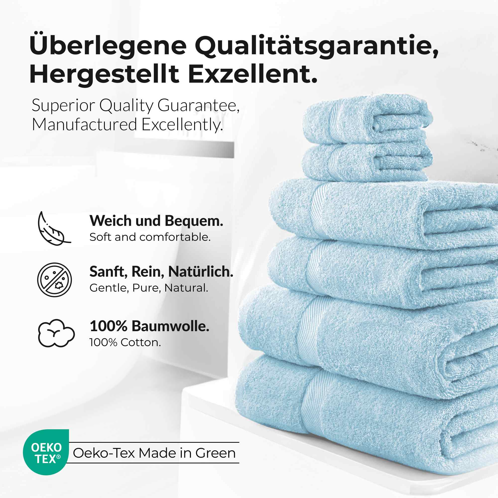 Handtücher Duschtücher Set - etérea Carli 6er Set 100% Baumwolle - Soft & Weich - Bild 22 von 78