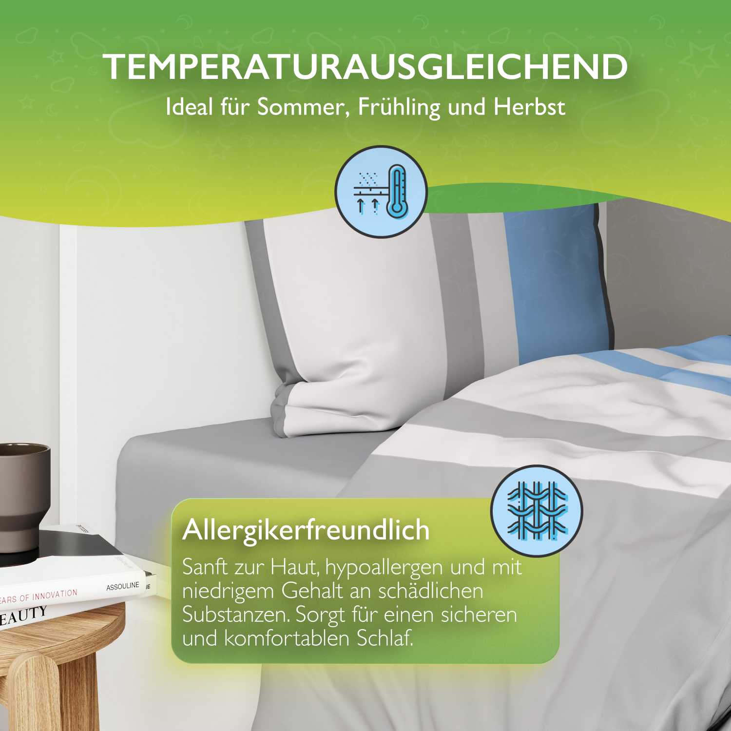Bettwäsche Seersucker Microfaser Bettwäsche Set Karo Streifen Design etérea Sets - Bild 51 von 78