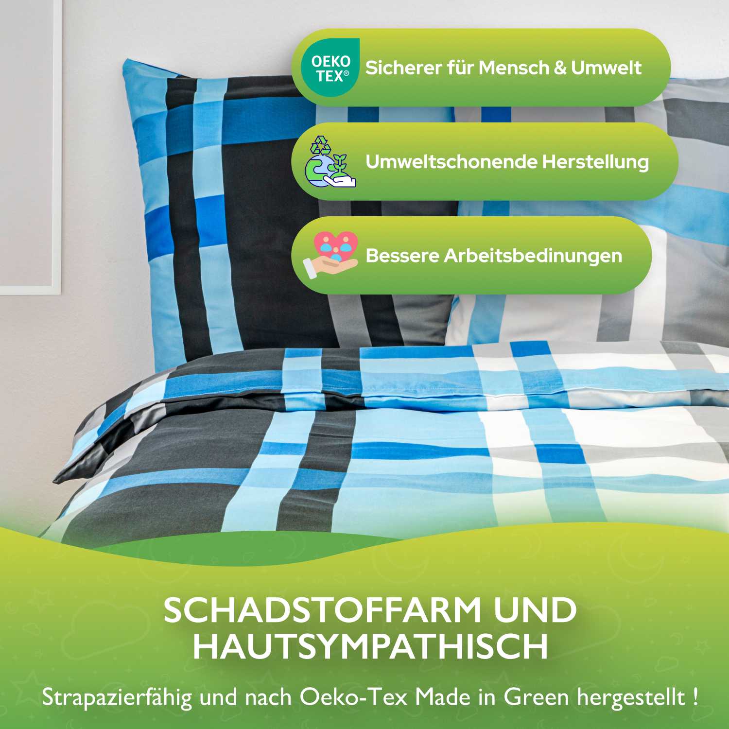 Bettwäsche Seersucker Microfaser Bettwäsche Set Karo Streifen Design etérea Sets - Bild 52 von 78