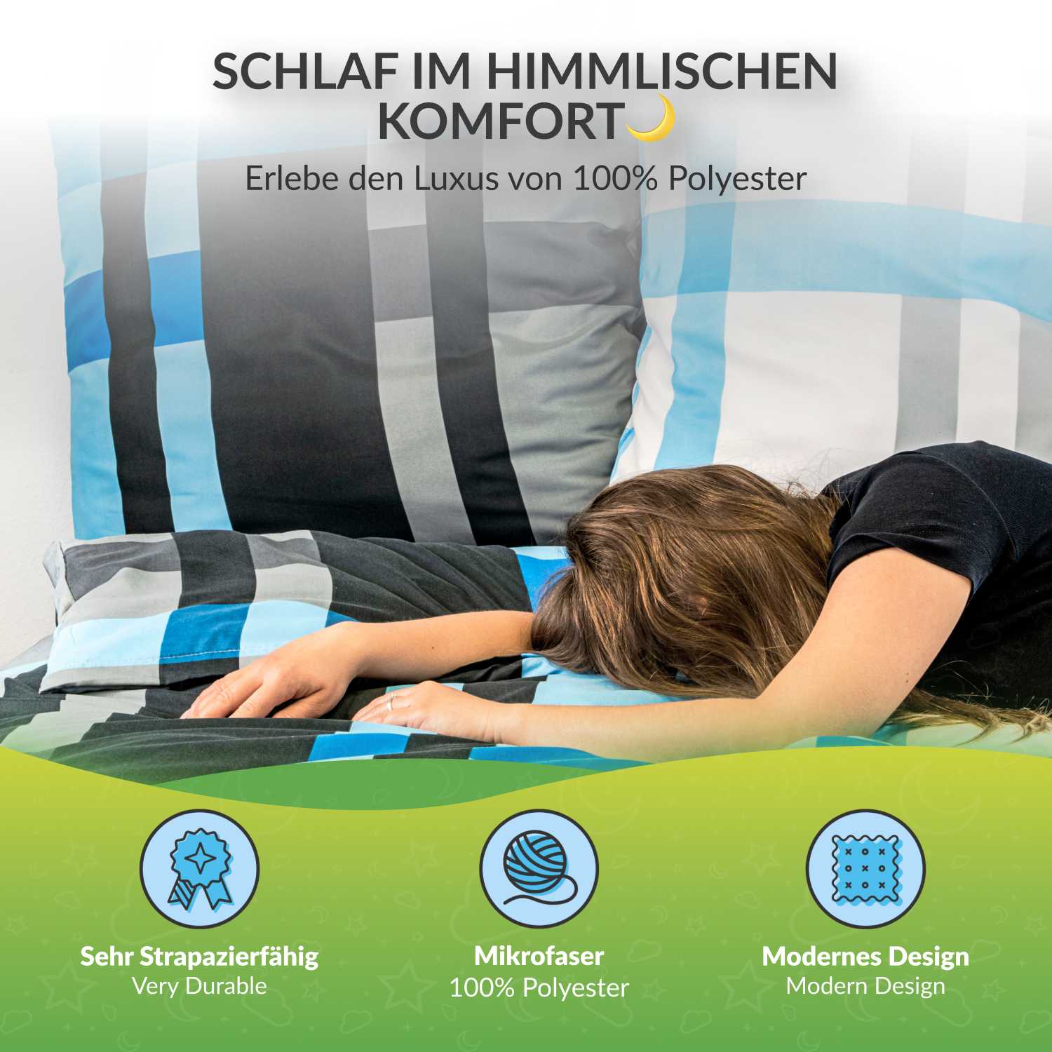 Bettwäsche Seersucker Microfaser Bettwäsche Set Karo Streifen Design etérea Sets - Bild 50 von 78