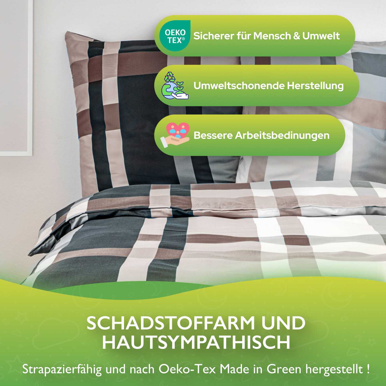 Bettwäsche Seersucker Microfaser Bettwäsche Set Karo Streifen Design etérea Sets - Bild 58 von 78