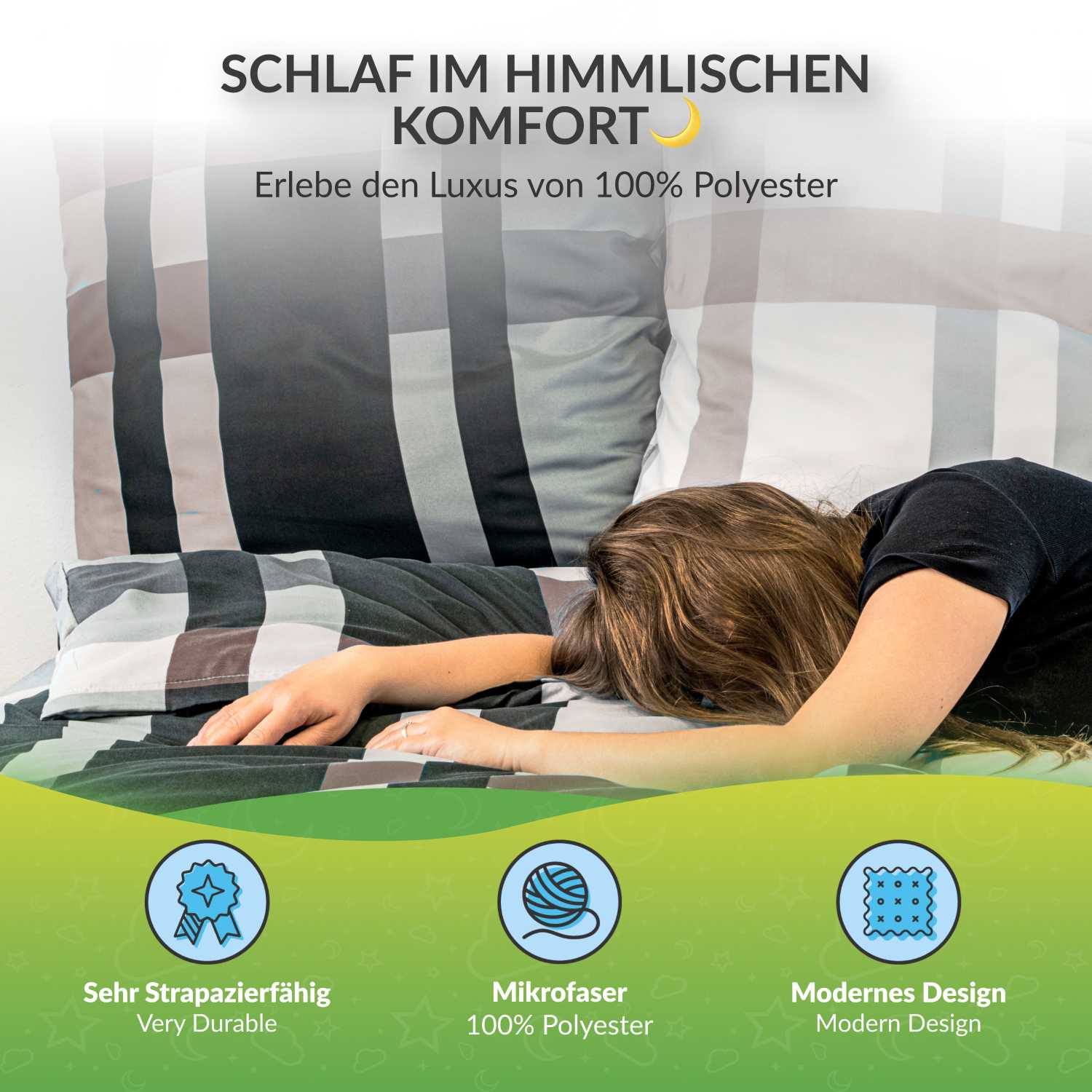 Bettwäsche Seersucker Microfaser Bettwäsche Set Karo Streifen Design etérea Sets - Bild 56 von 78
