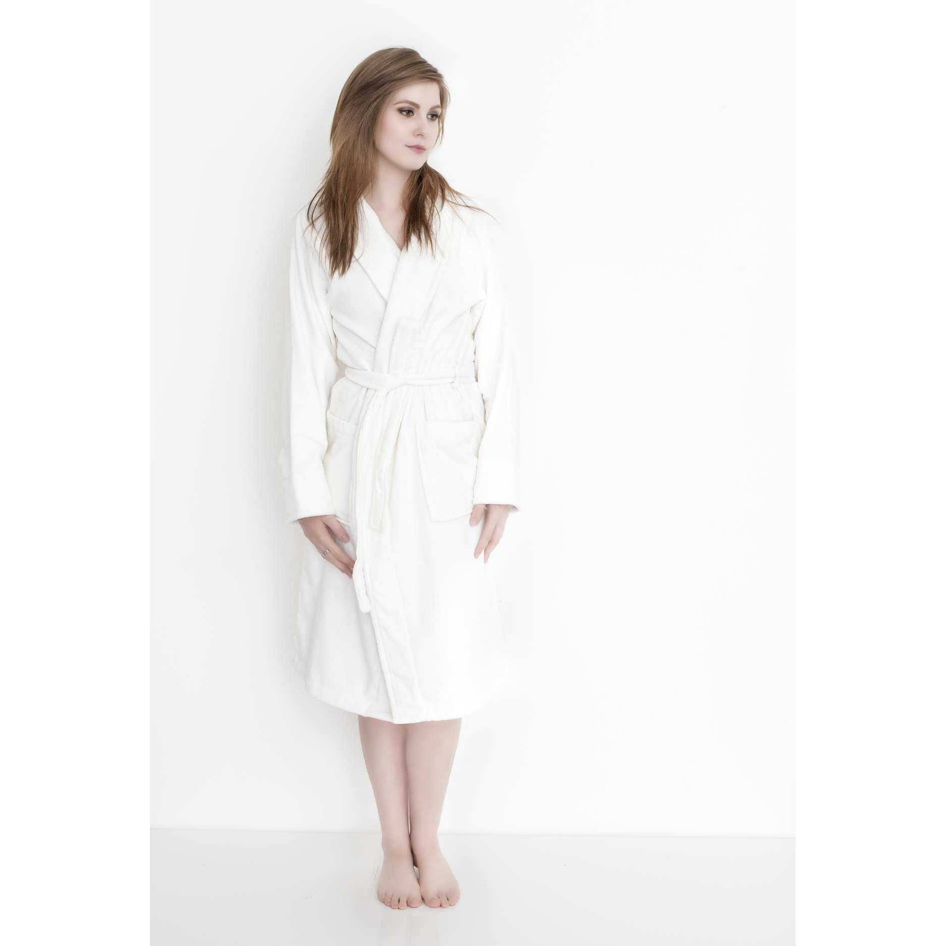 HNL Bademantel Morgenmantel Velours Carré Einfarbig 100% Baumwolle S M L XL XXL - Bild 13 von 13
