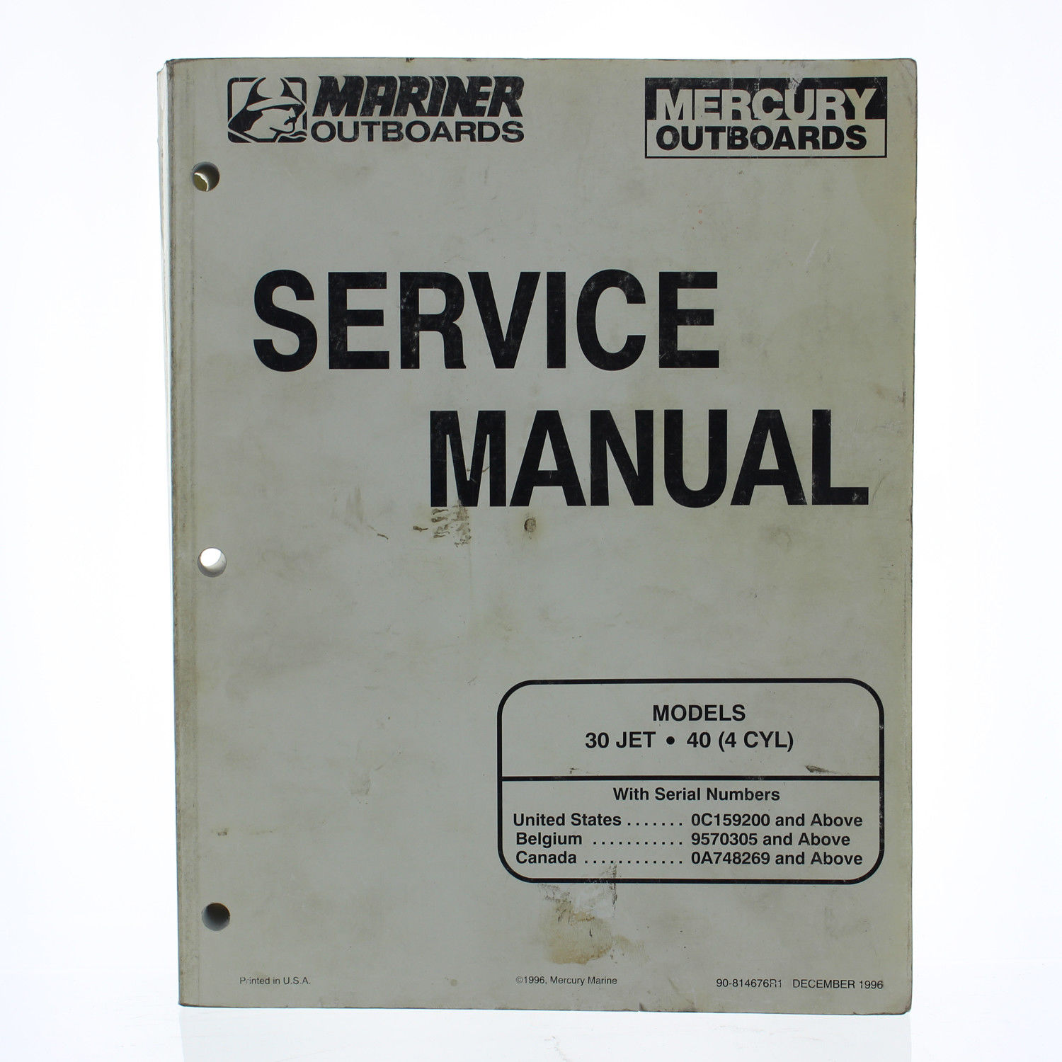 Mercury OEM Service Manual 30 Jet, 40 (4 Cylinder), 1997, 90