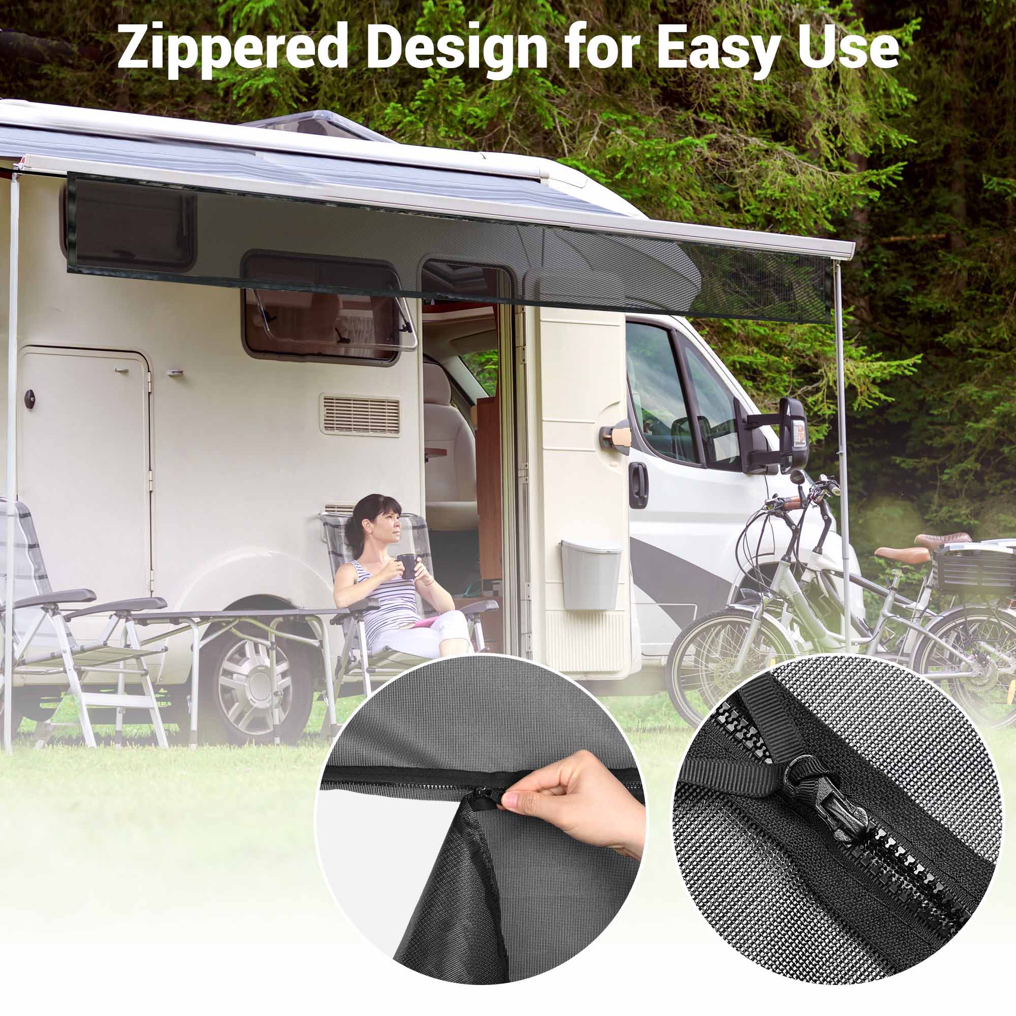 RV Awning Side Shade Mesh Screen Sunshade UV Protection Camper Trailer - Picture 8 of 31
