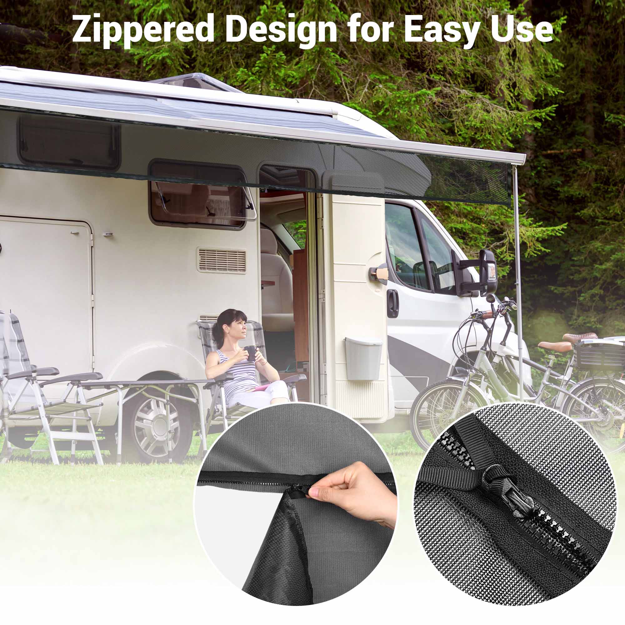 RV Awning Side Shade Mesh Screen Sunshade UV Protection Camper Trailer - Picture 13 of 31