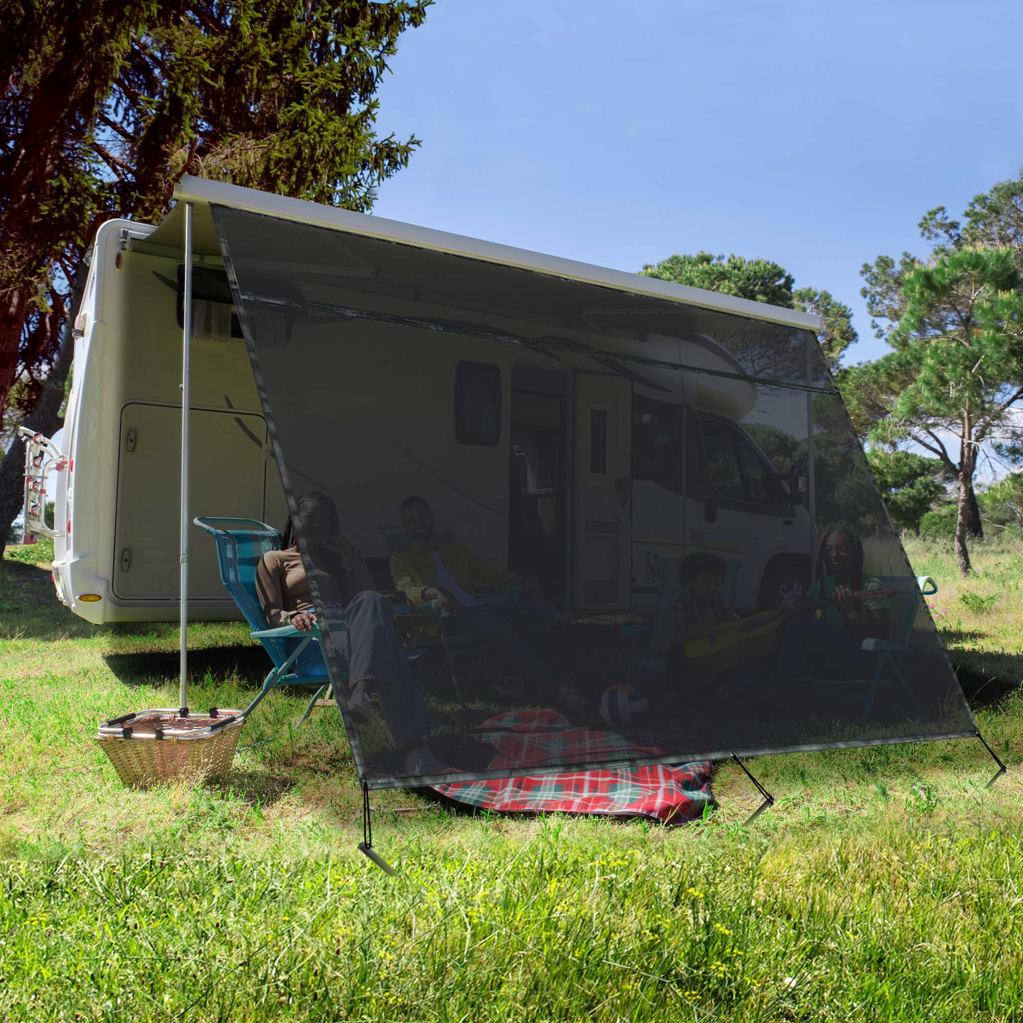RV Awning Side Shade Mesh Screen Sunshade UV Protection Camper Trailer - Picture 17 of 31