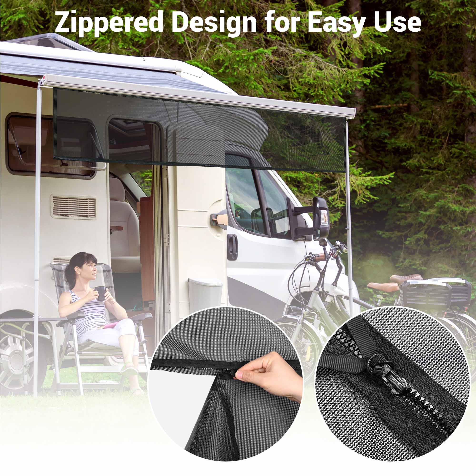 RV Awning Side Shade Mesh Screen Sunshade UV Protection Camper Trailer - Picture 18 of 31