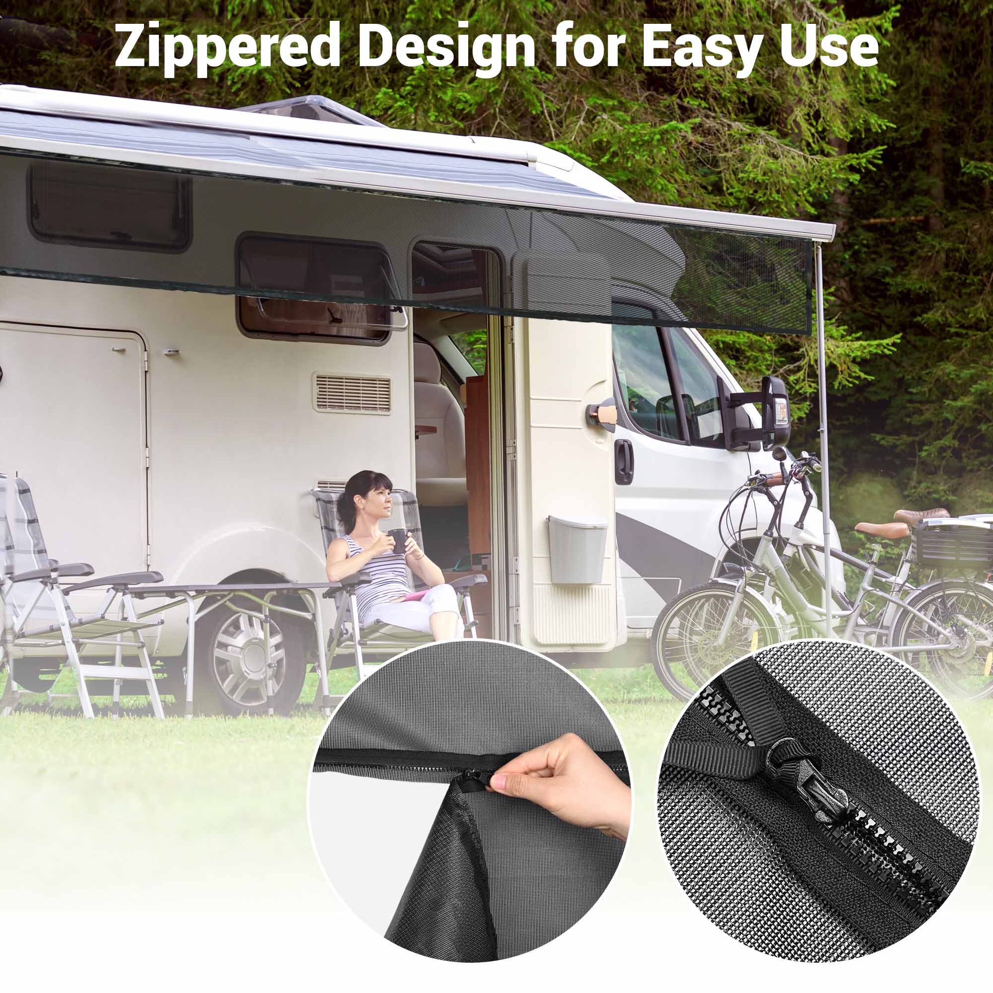 RV Awning Side Shade Mesh Screen Sunshade UV Protection Camper Trailer - Picture 28 of 31