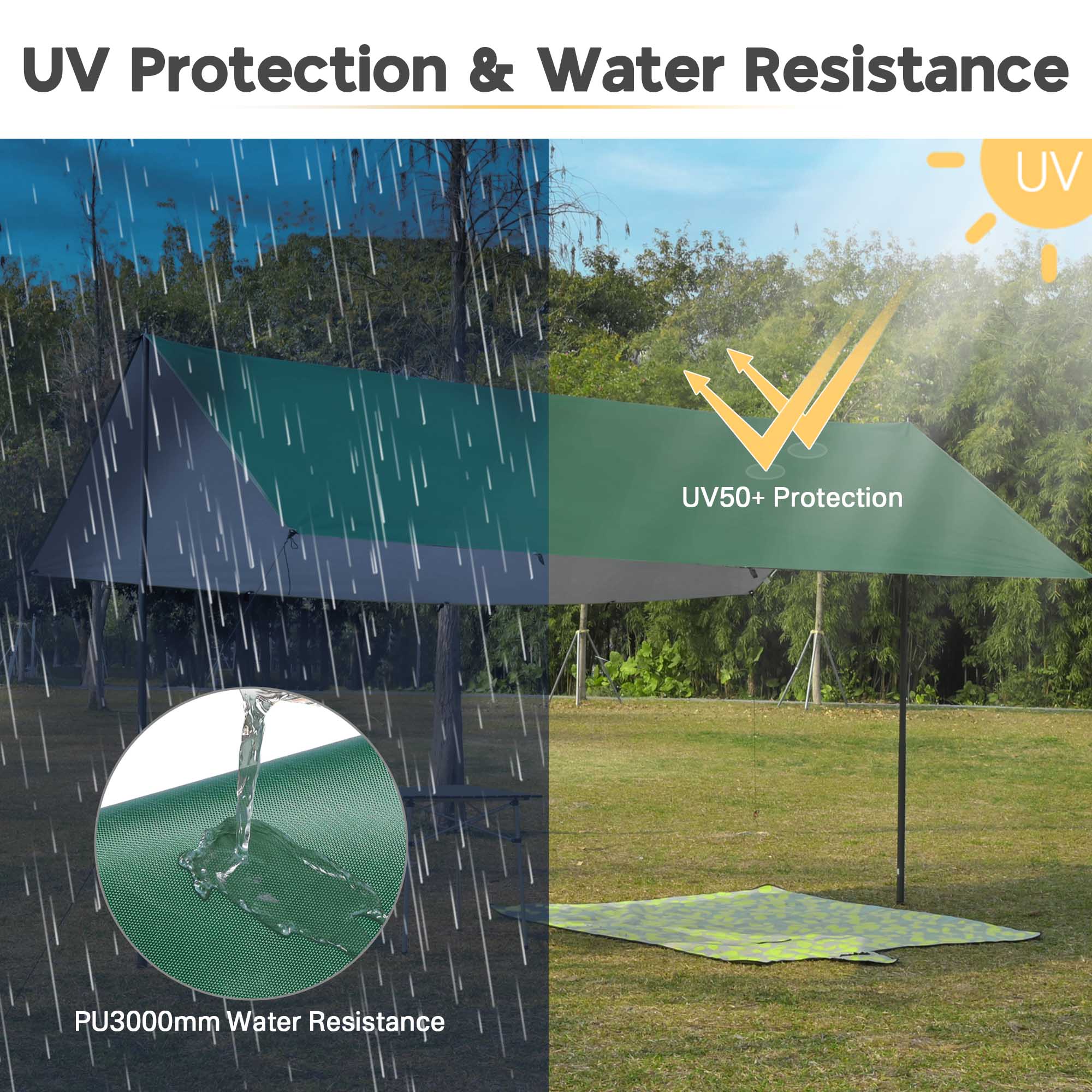 Apluschoice Camping Tent Tarp Shelter Hammock Rain Fly Green Waterproof Hiking - Picture 14 of 15