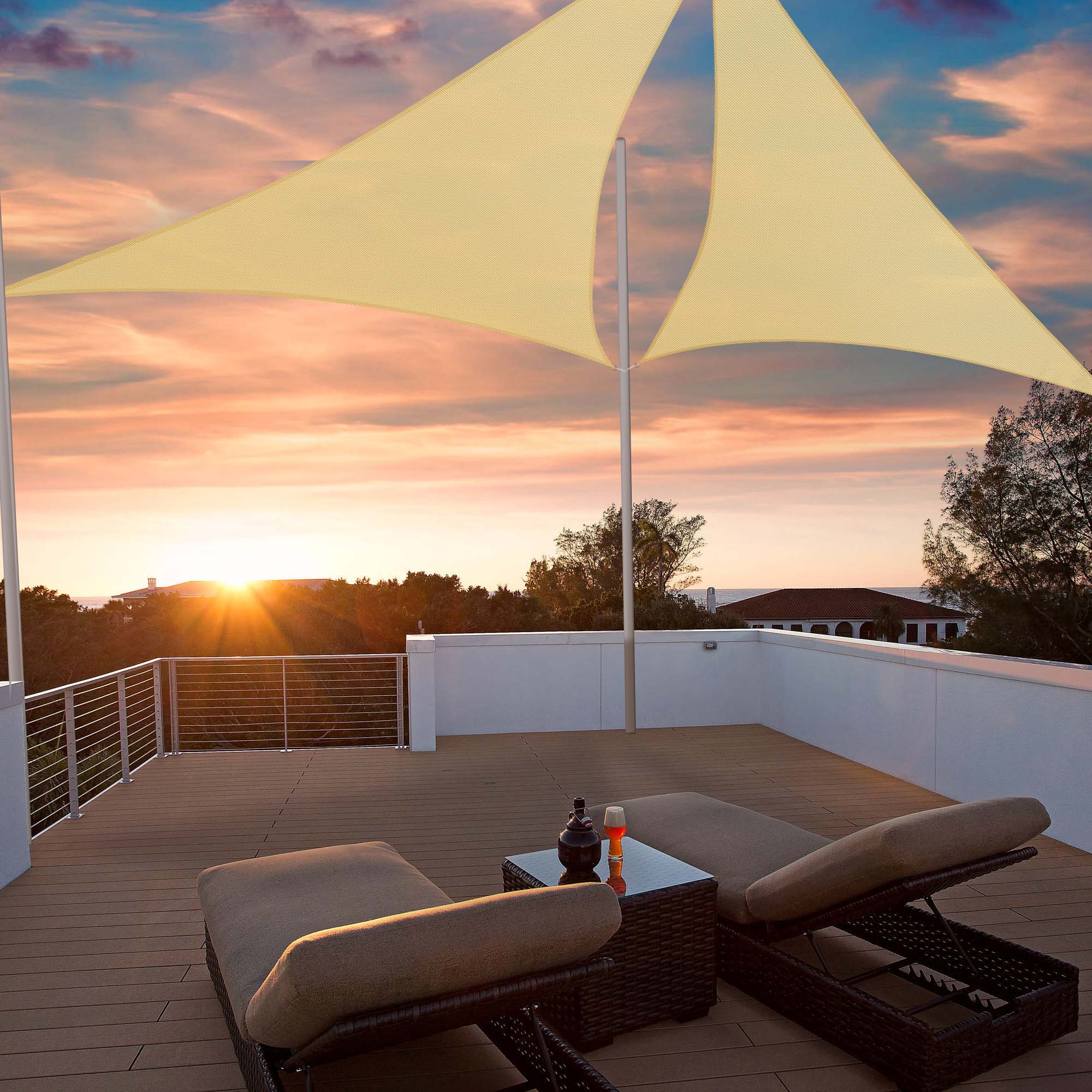 Triangle Sun Shade Sail Canopy UV Block Patio Garden Yard Pool Outdoor - Picture 56 of 89