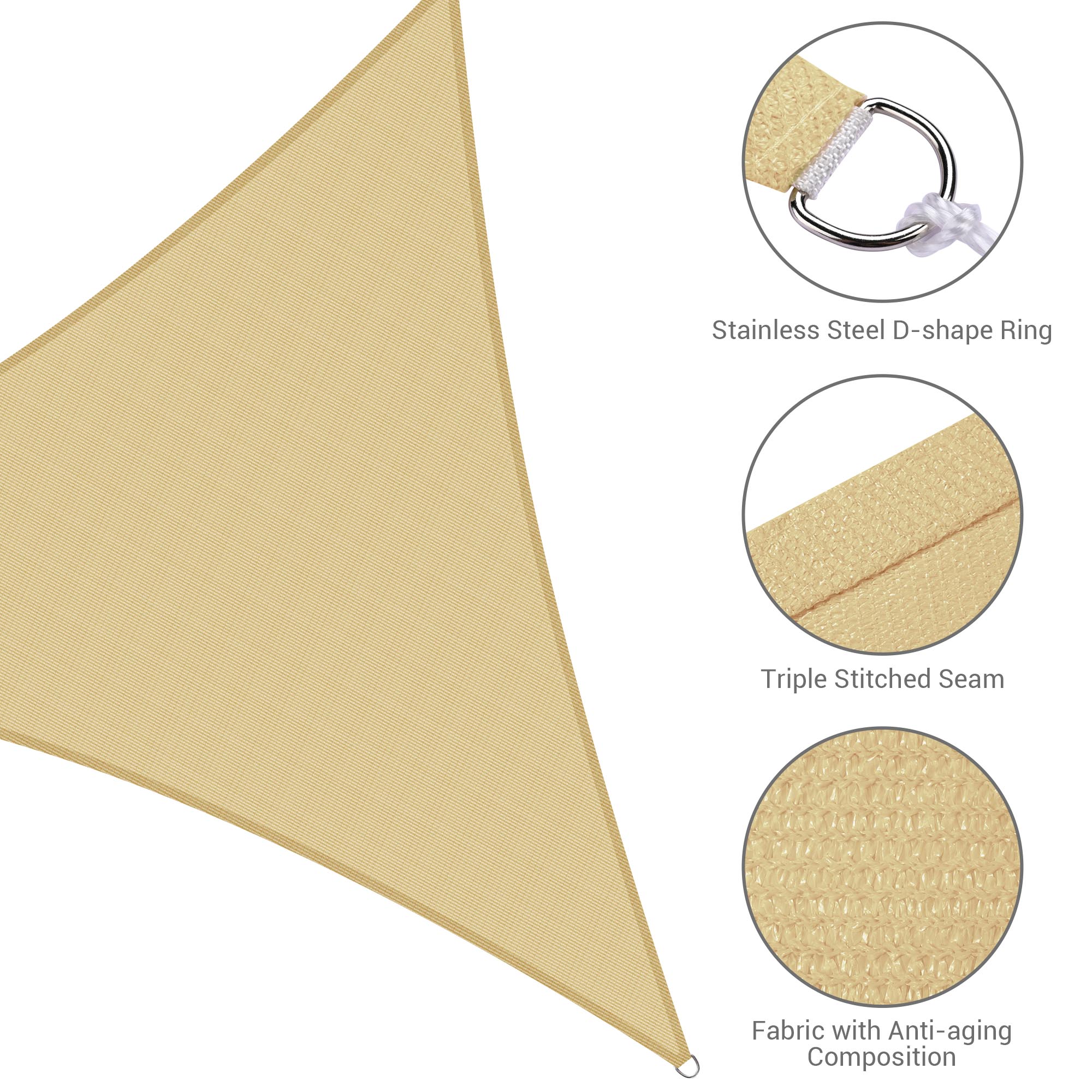 Triangle Sun Shade Sail Canopy UV Block Patio Garden Yard Pool Outdoor - Picture 59 of 89