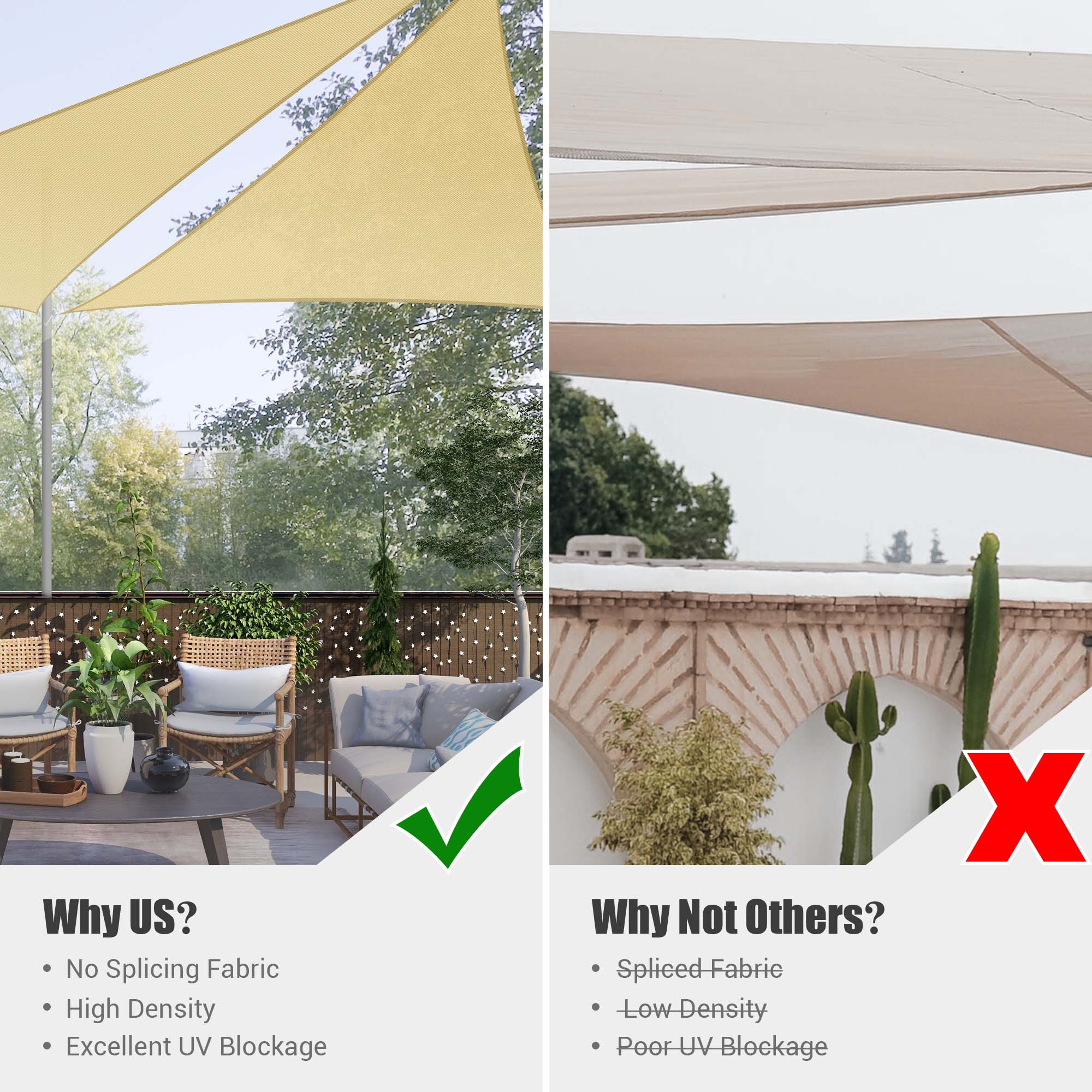 Triangle Sun Shade Sail Canopy UV Block Patio Garden Yard Pool Outdoor - Picture 57 of 89