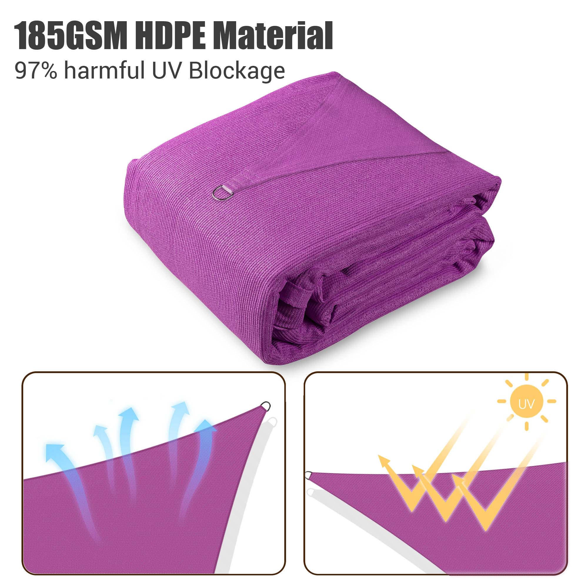 Yescom Sun shade sail & pole kit 97% UV Block Commercial events Beach Playground - Picture 24 of 30