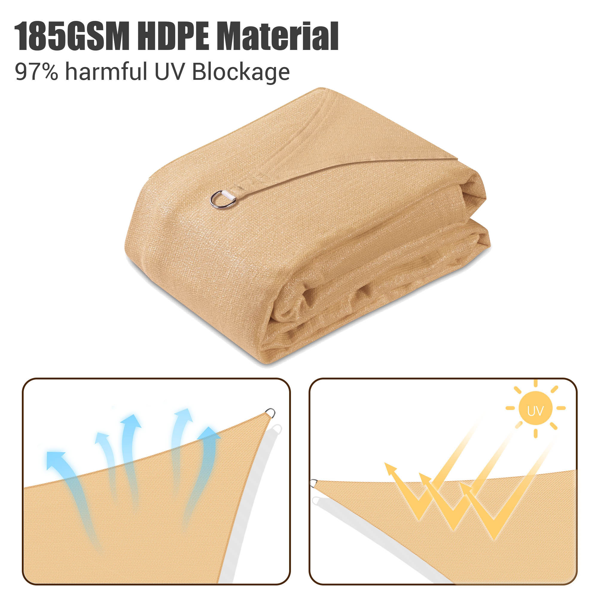 Yescom Sun shade sail & pole kit 97% UV Block Commercial events Beach Playground - Picture 9 of 30