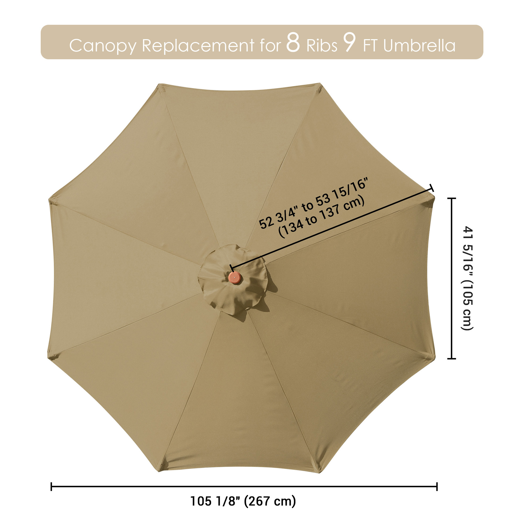 9FT Patio Umbrella Canopy Top Cover 