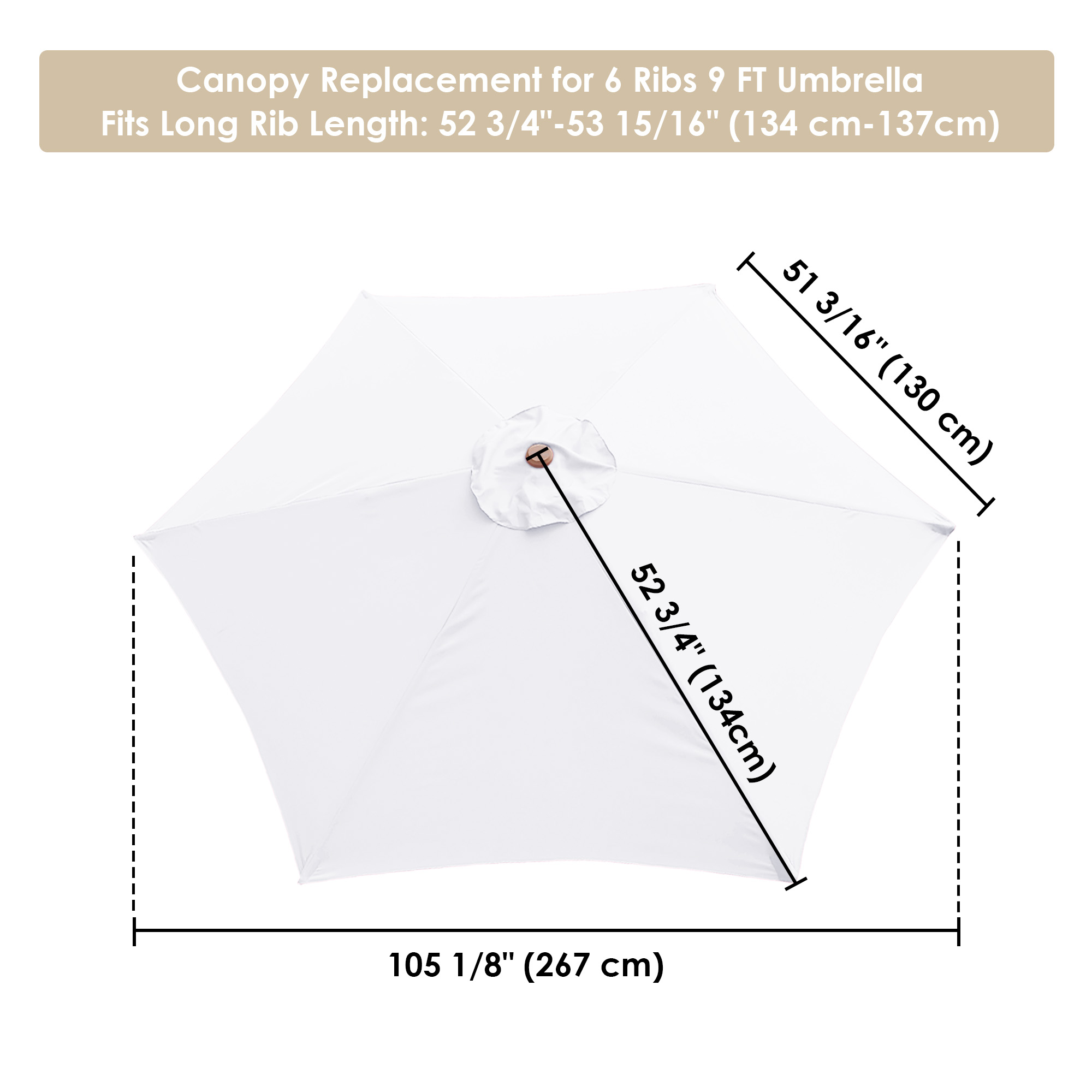 Tettoia di ricambio per ombrellone 8'/9'/10'/13'/14" copertura superiore per patio esterno solo opt - Foto 56 di 57