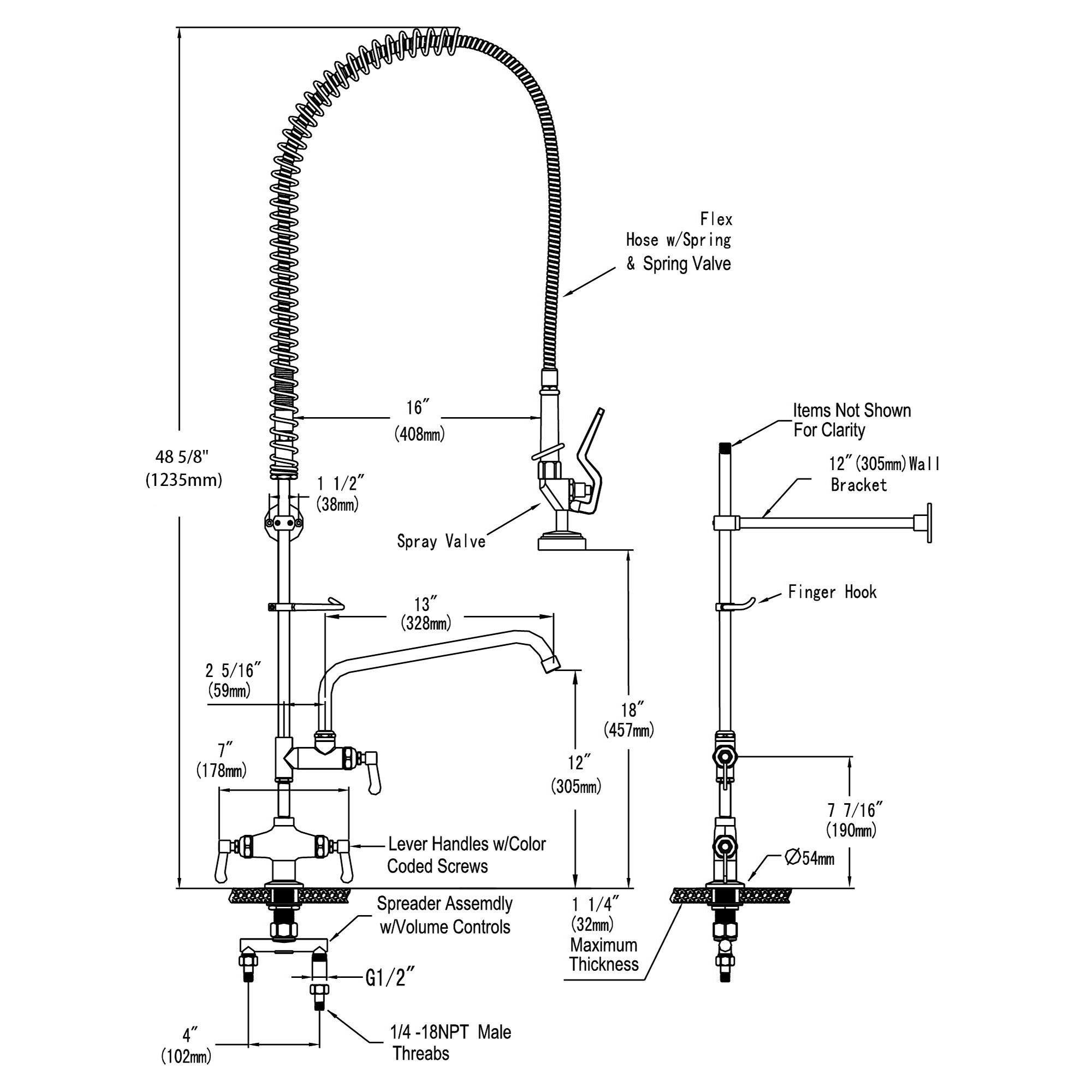 Aquaterior Wholesale Commercial Pre-Rinse Kitchen Faucet Add-On Faucet Mixer Tap