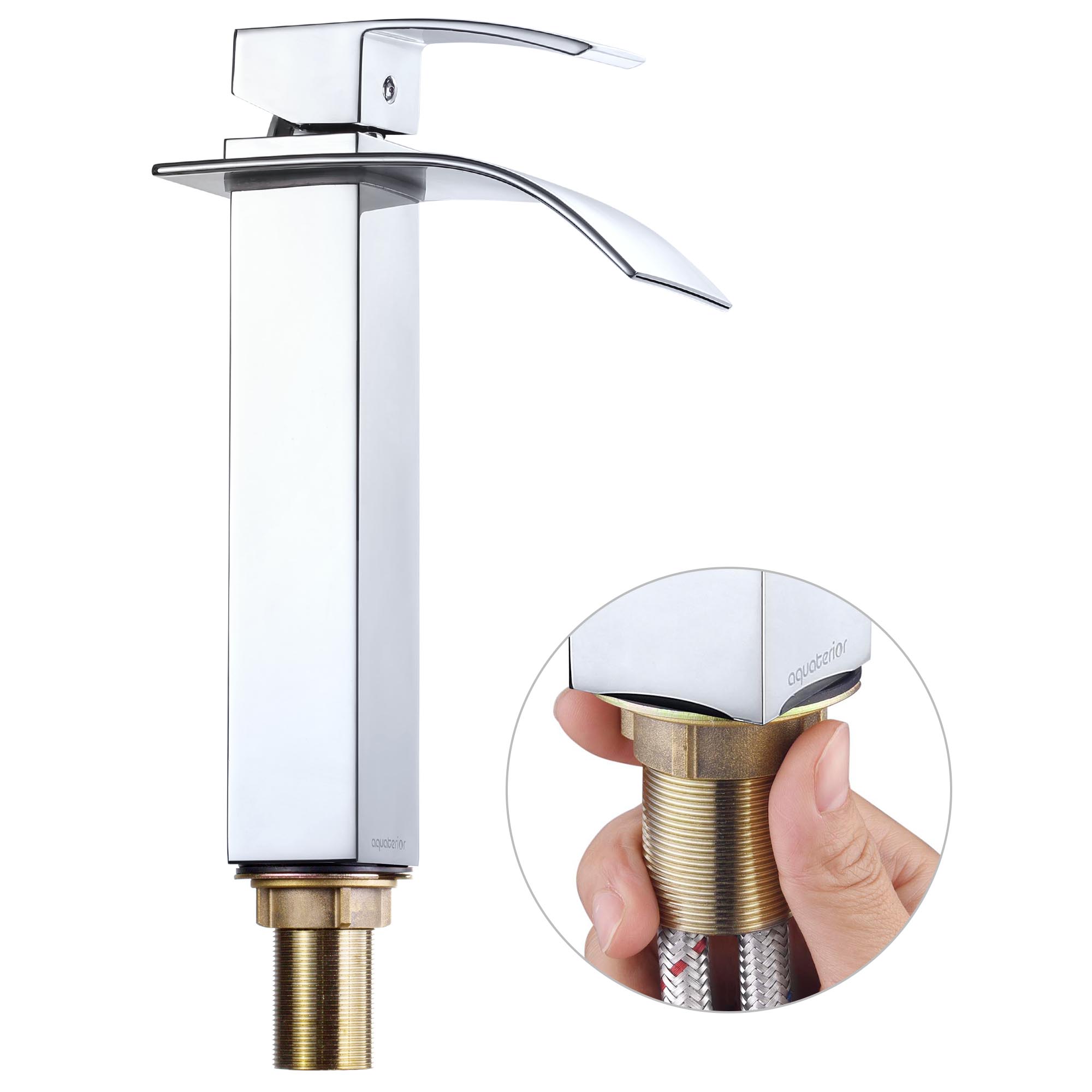 Aquaterior Bathroom Ceramic Countertop Vessel Sink Basin w/ Faucet Pop Up Drain - Picture 67 of 70