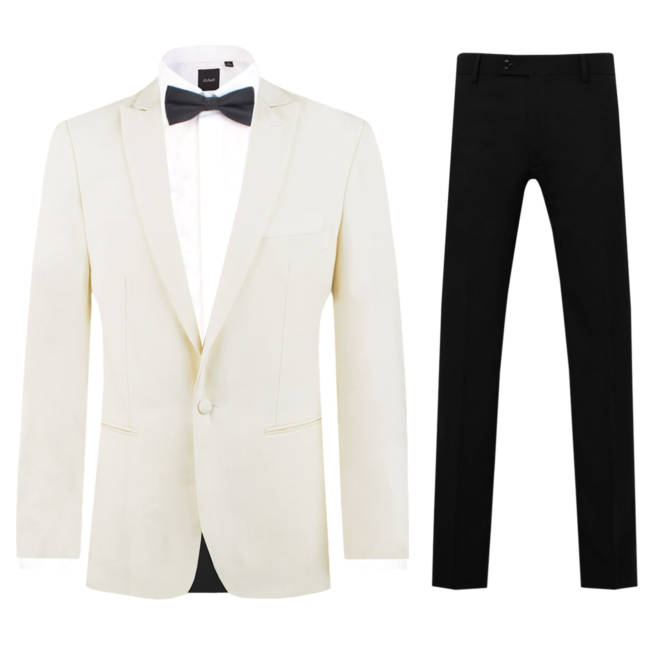 Dobell Herren Anzug Jackett Schwarz Slim Fit