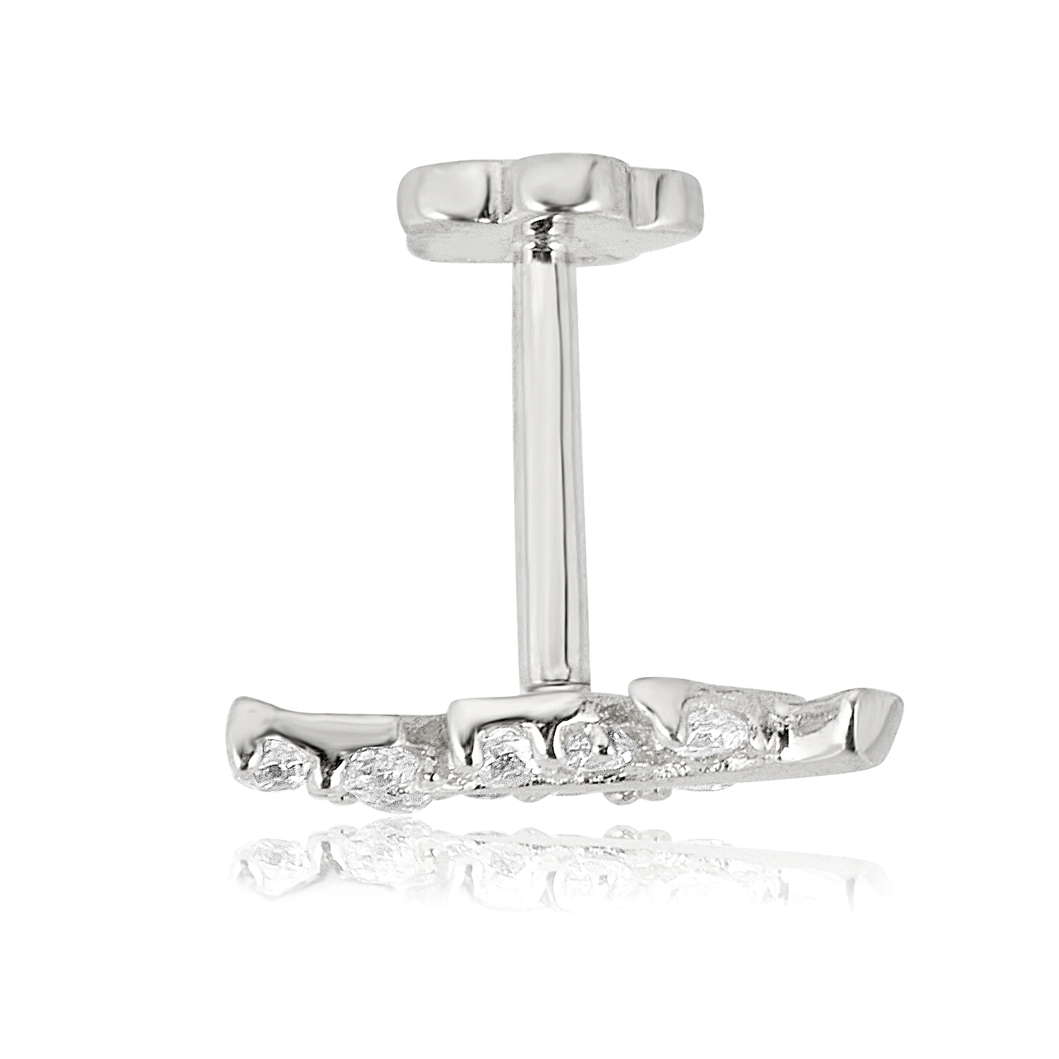 AVORA 14K Gold Cubic Zirconia CZ Sideways Leaf Cartilage Piercing Flat Back - Picture 6 of 9