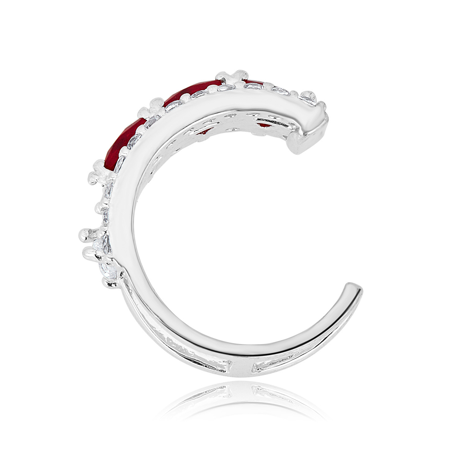 AVORA 925 Sterling Silver Cubic Zirconia CZ Double Row Ear Cuff - Picture 8 of 16