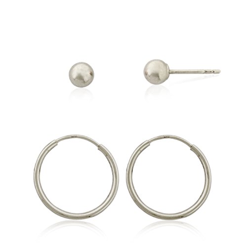 AVORA 10K Yellow Gold Set of Polished Ball and Hoop Earrings - Bild 8 von 15