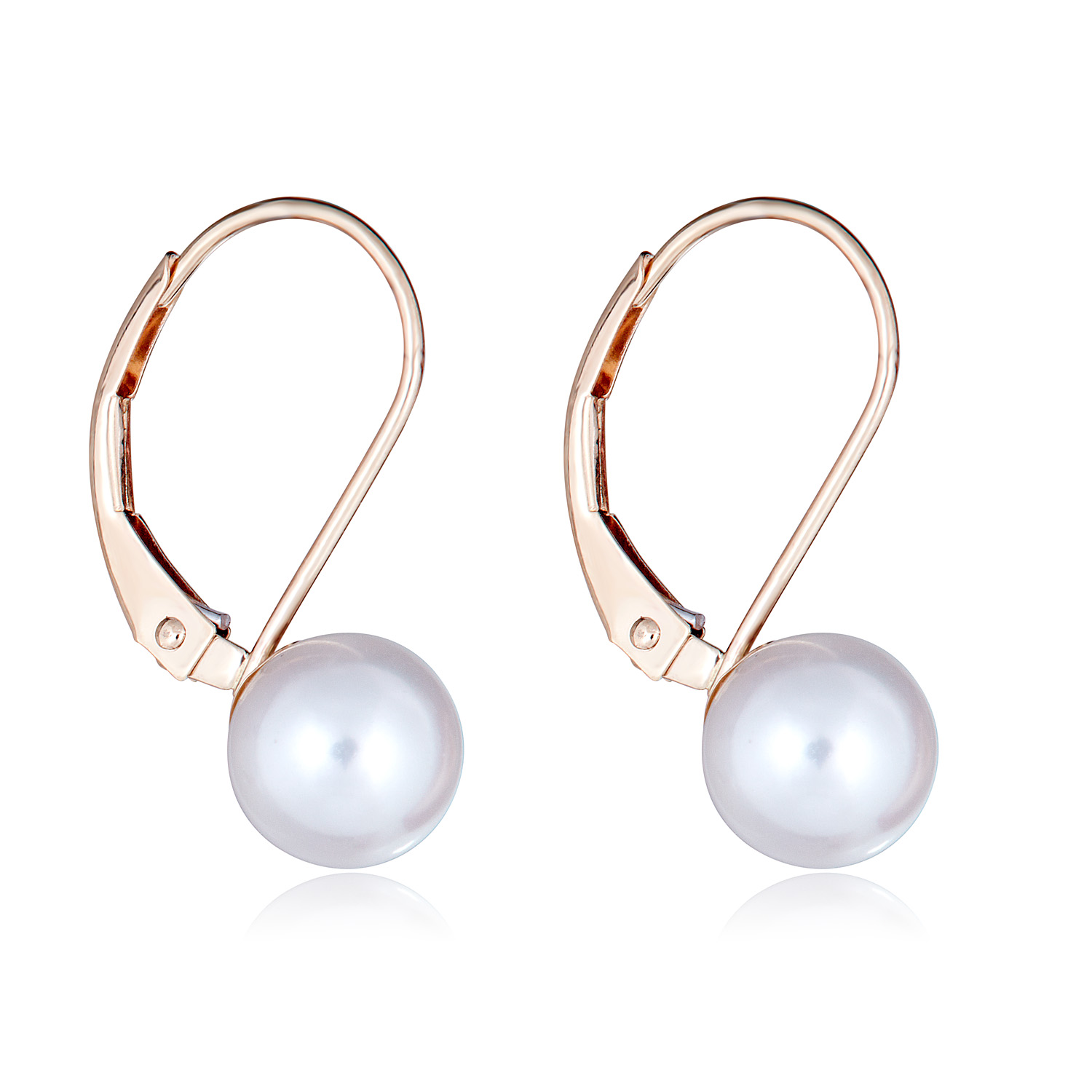 AVORA 10K Yellow Gold White Freshwater Cultured Pearl Lever-back Drop Earrings - Imagen 12 de 17