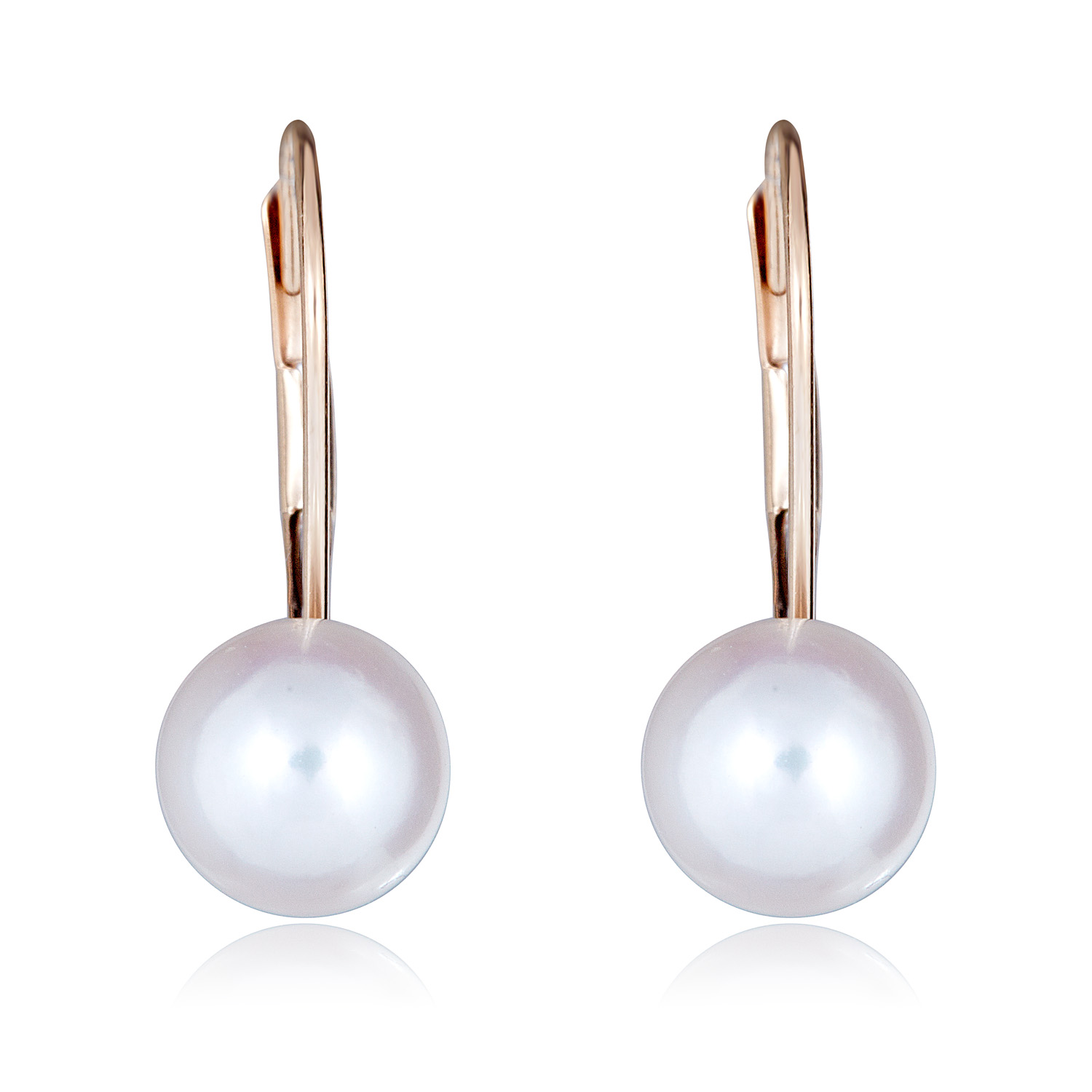 AVORA 10K Yellow Gold White Freshwater Cultured Pearl Lever-back Drop Earrings - Imagen 13 de 17