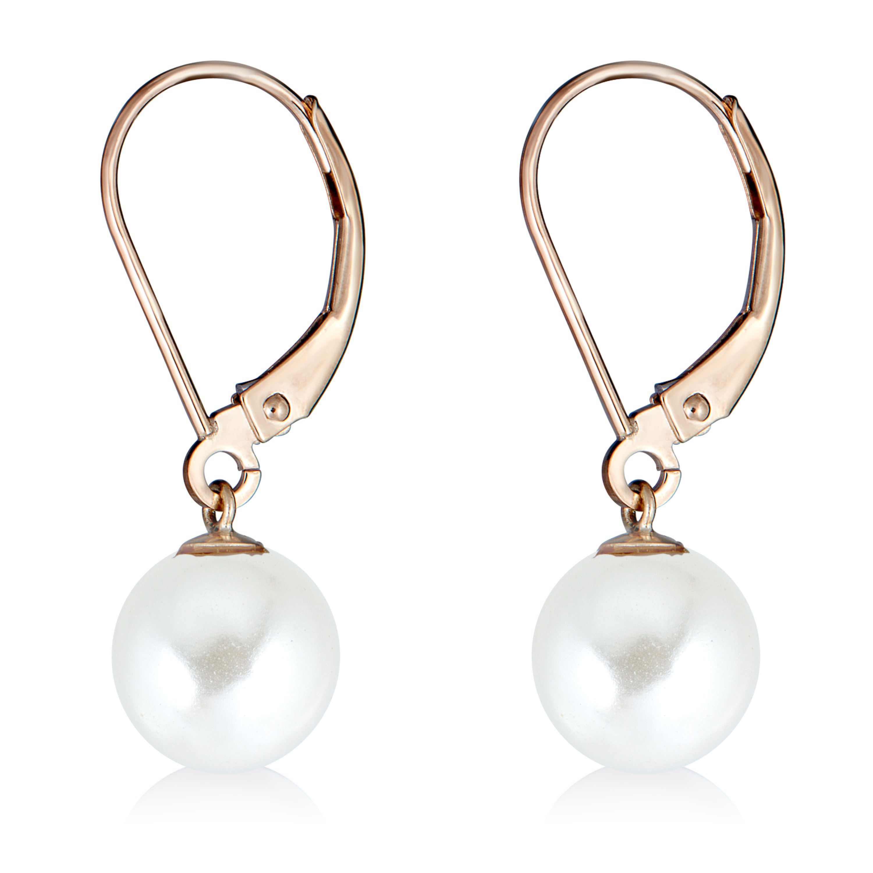 AVORA 10K Yellow Gold White Freshwater Cultured Pearl Lever-back Drop Earrings - Imagen 17 de 17