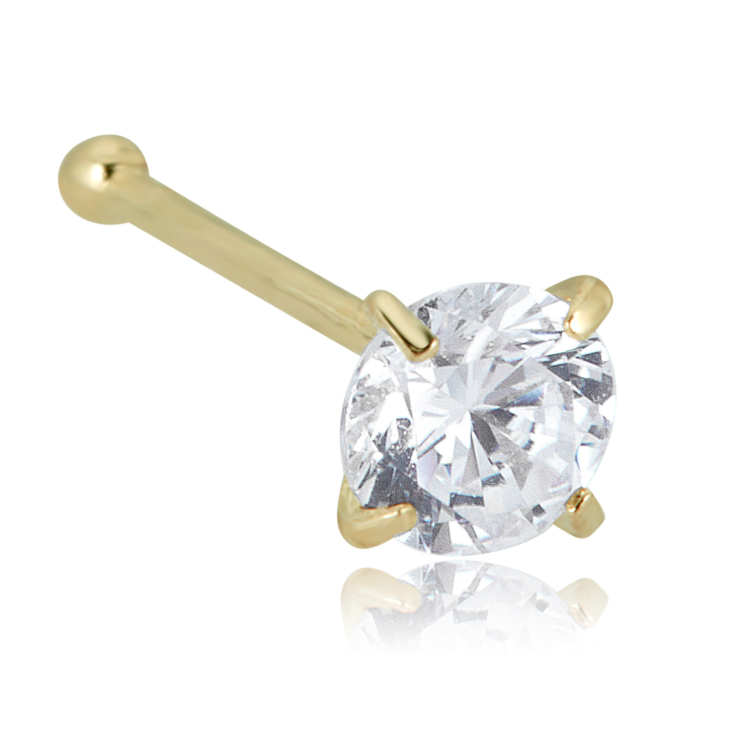 AVORA 14K Gold Cubic Zirconia CZ Nose Ring Stud – 1.5mm,2mm and 3mm (20 Gauge)