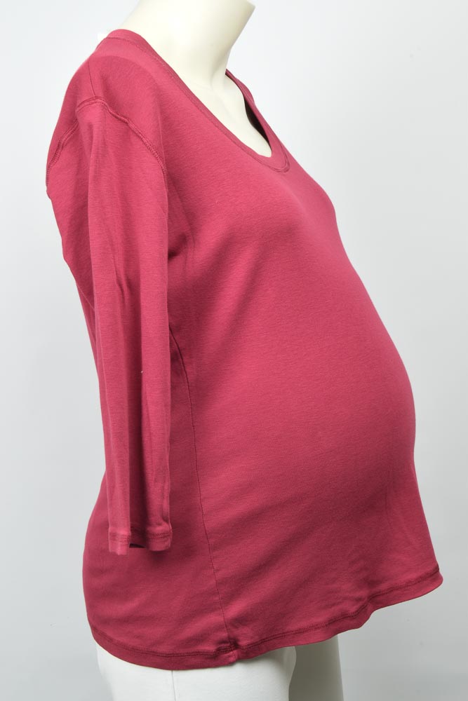 Michael Stars M030 Maternity flower shine 3//4 sleeve deep v top shirt NEW $60