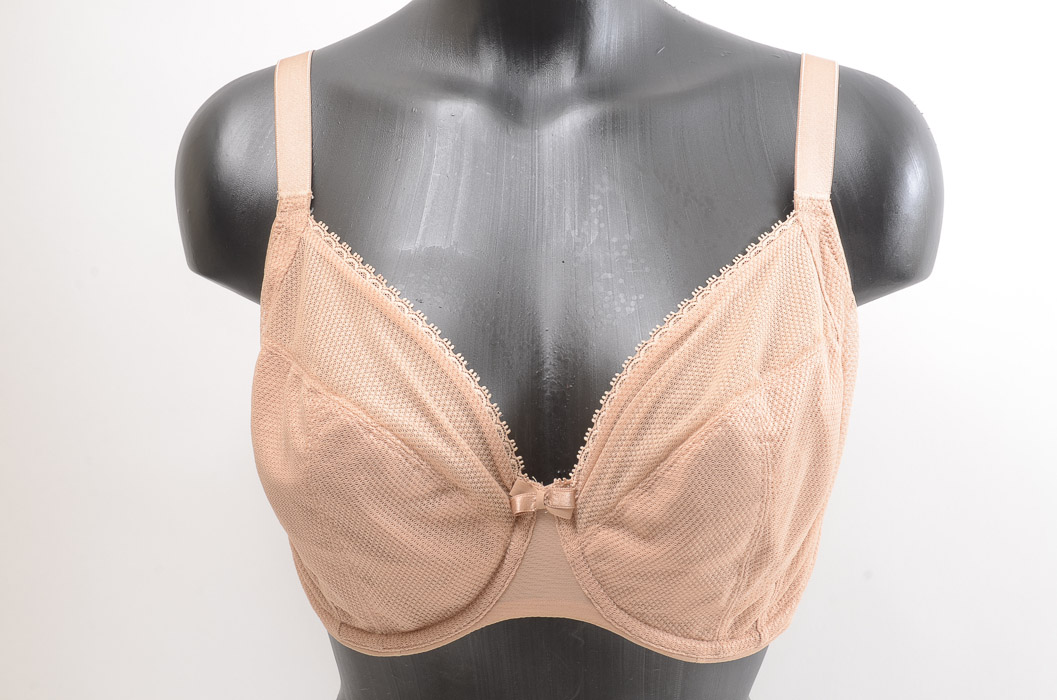 Chantelle Parisian nubuck beige 34H semi-sheer underwire plunge bra NEW $69