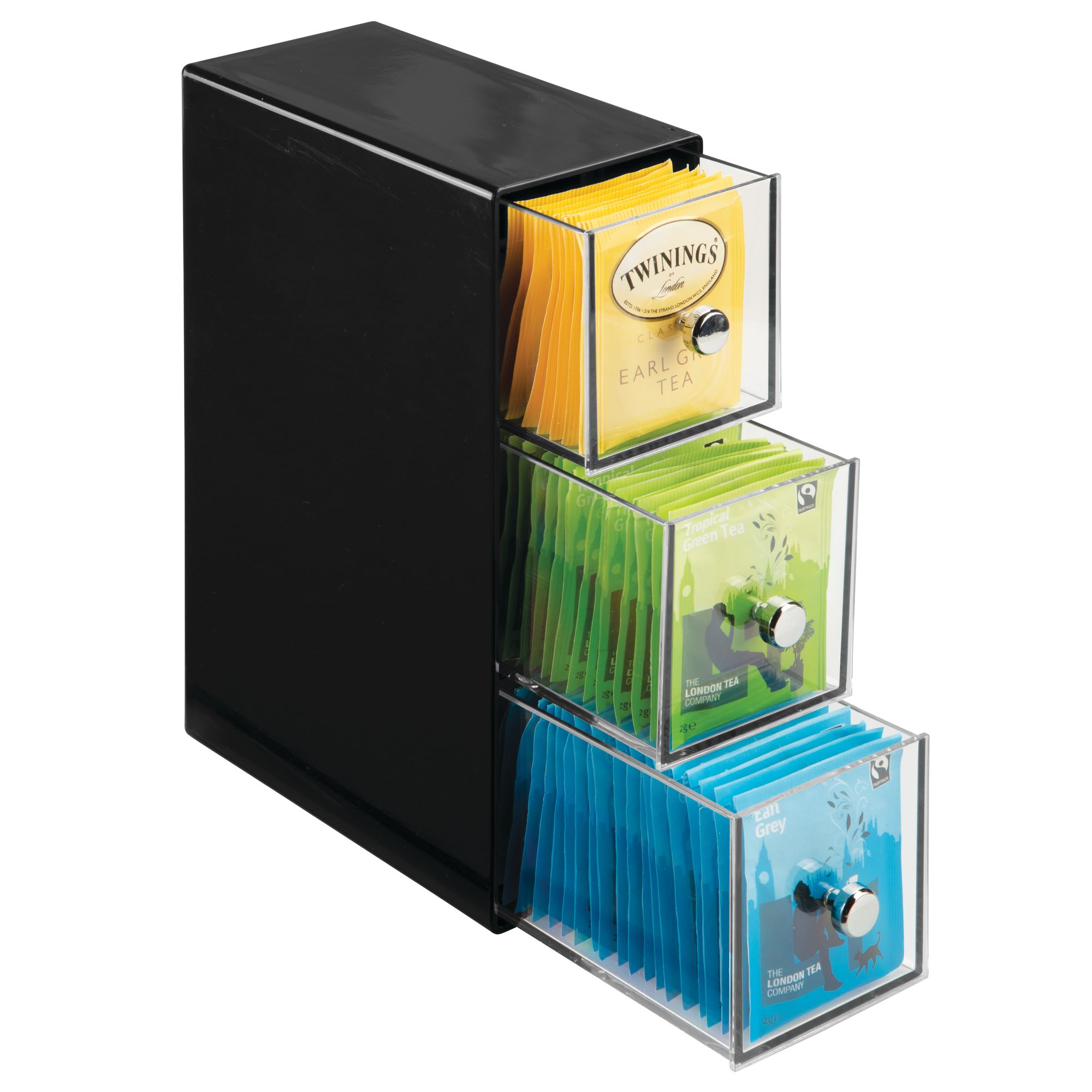 Mdesign Plastic Kitchen Storage Tea Organizer Flips 3 Drawers Ebay